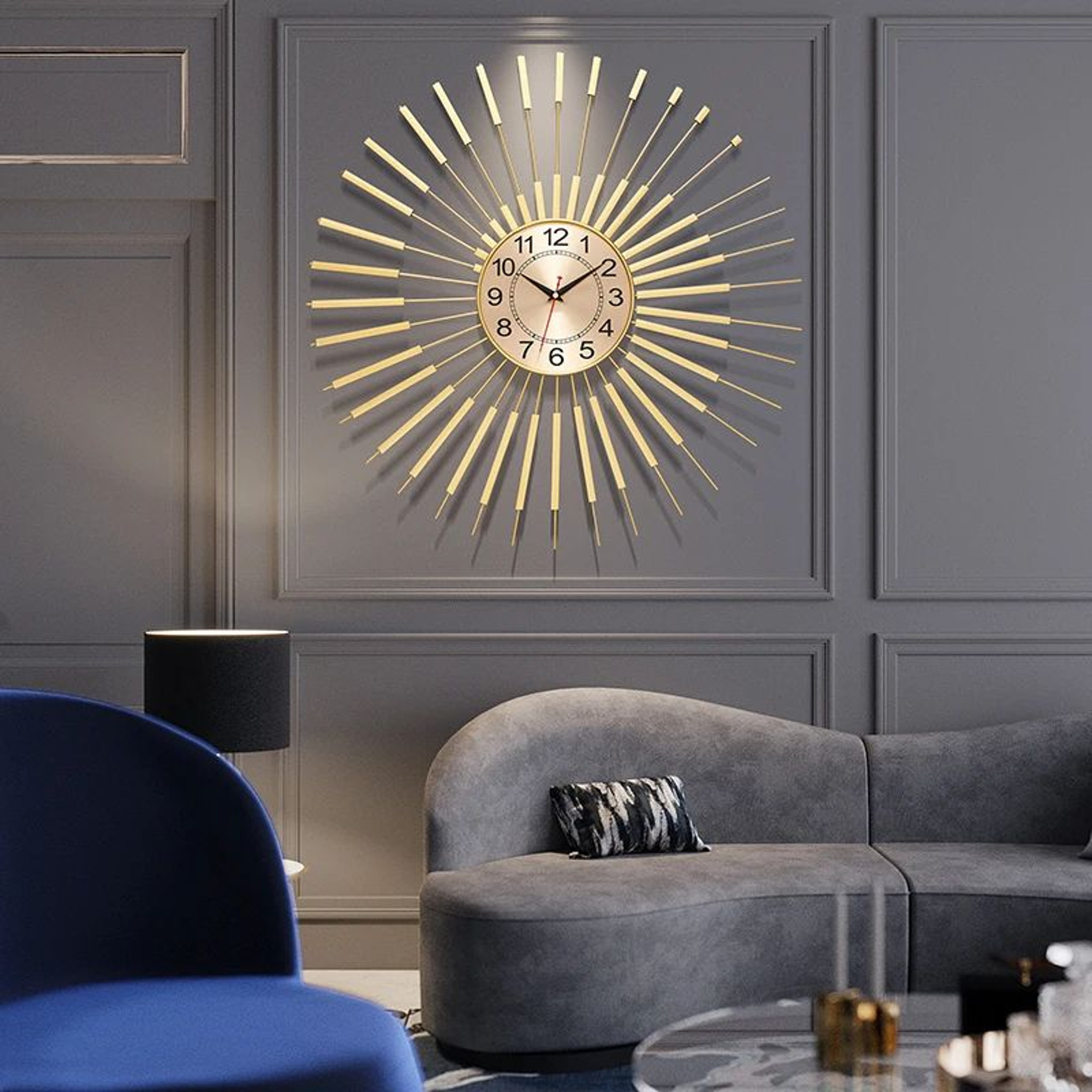 Retro Metal Gold Luxury Silent Wall Clock 0