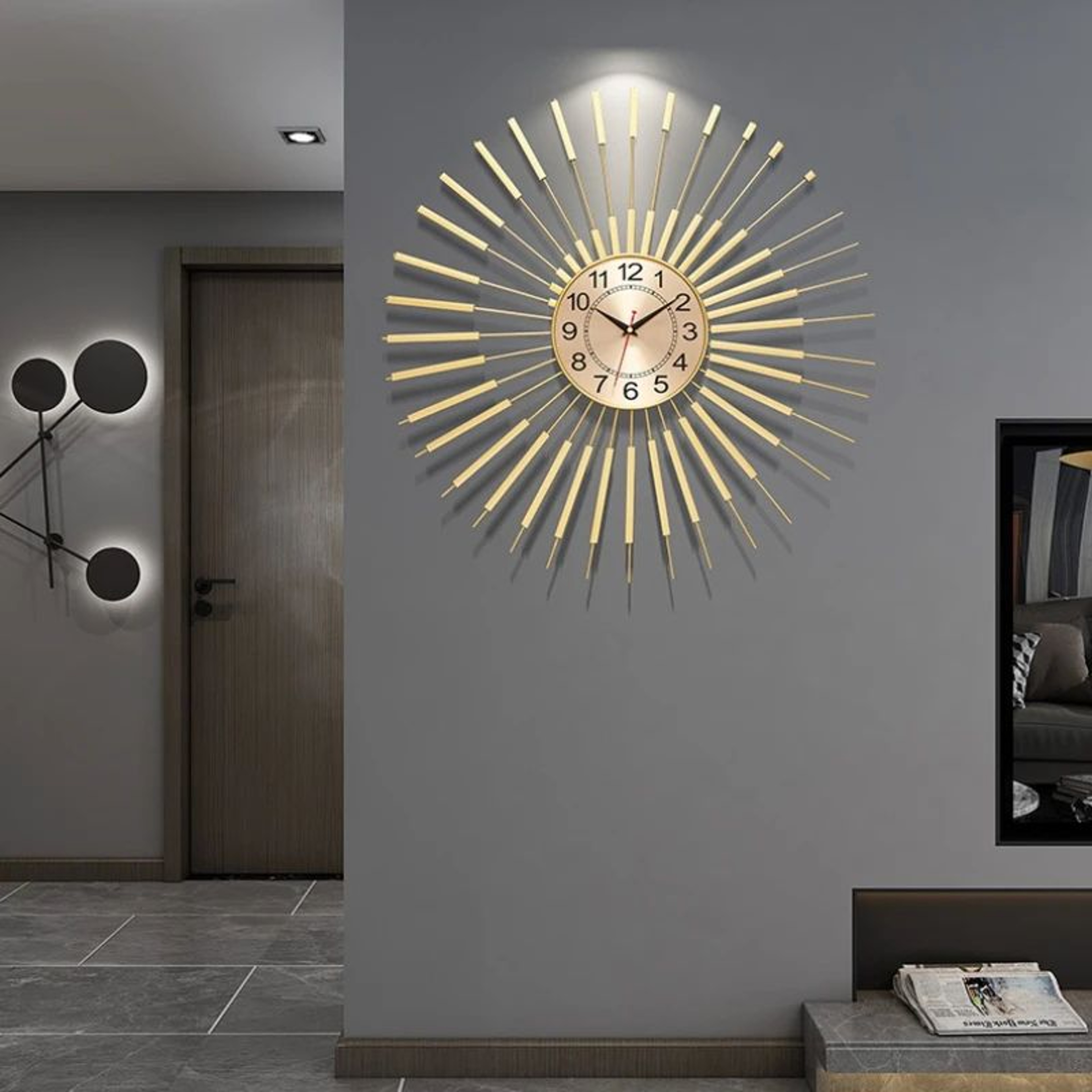Retro Metal Gold Luxury Silent Wall Clock 2