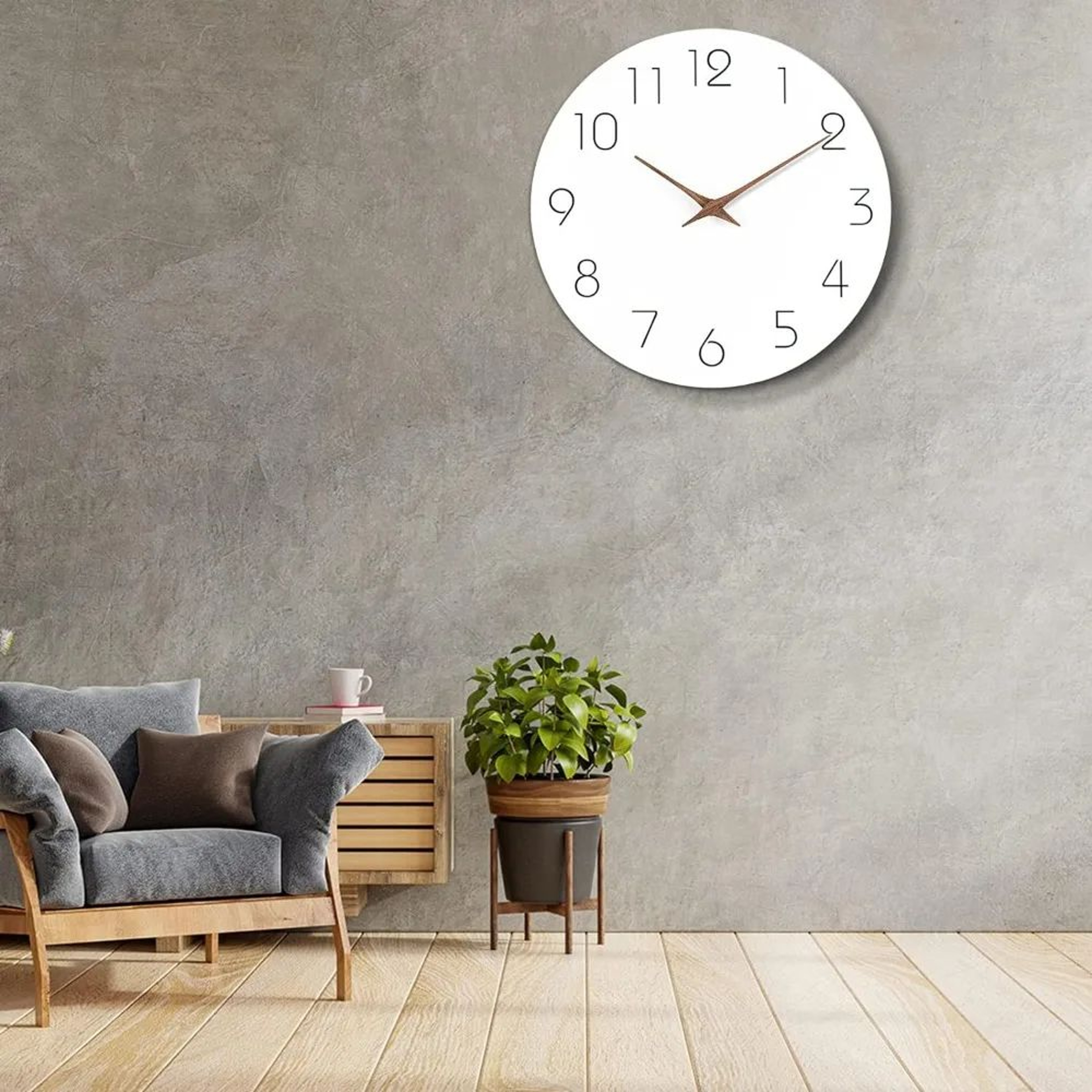 12 Inch Silent Wooden Minimalist Wall Clock 5