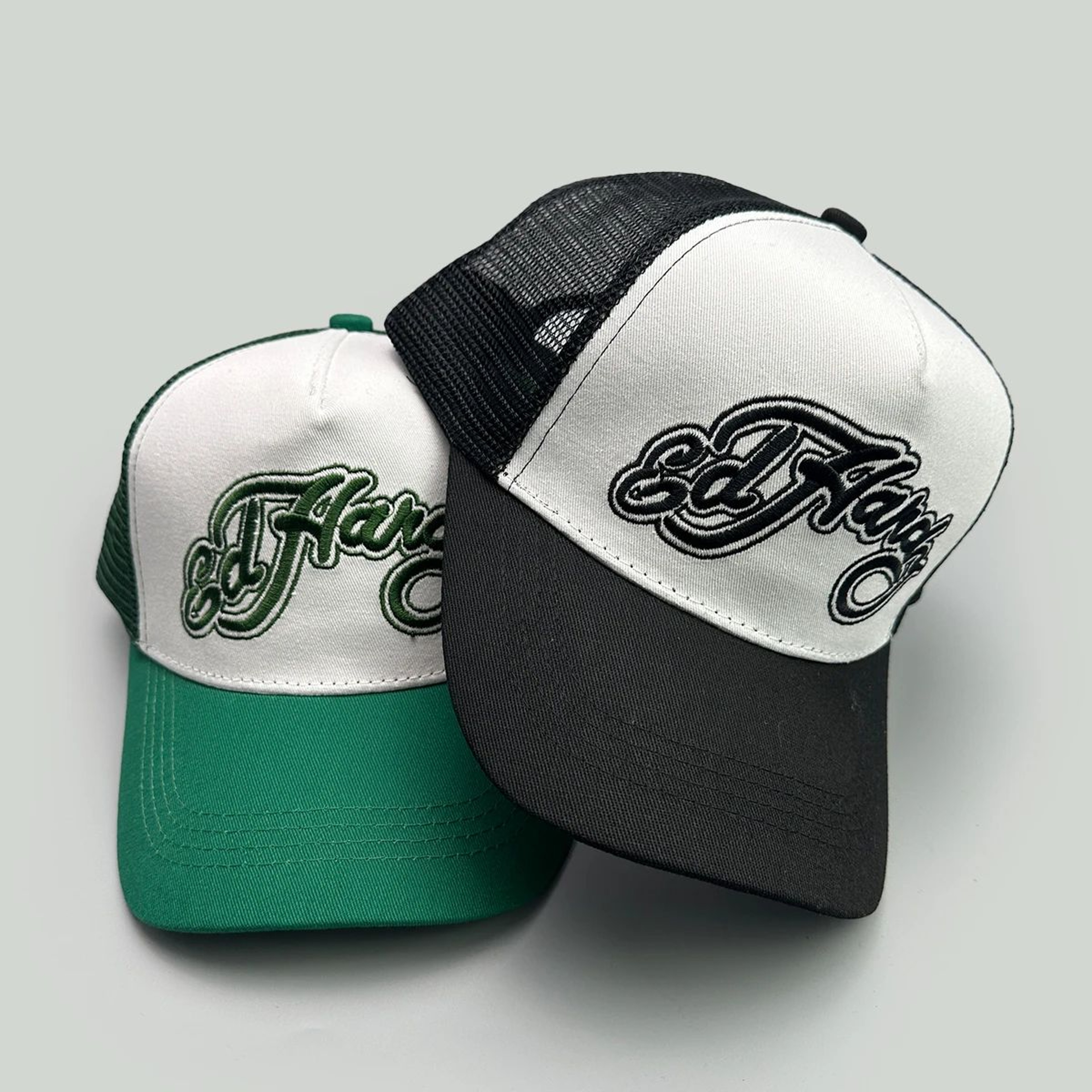 Color Block Letter Embroidery Mesh Trucker Cap 1