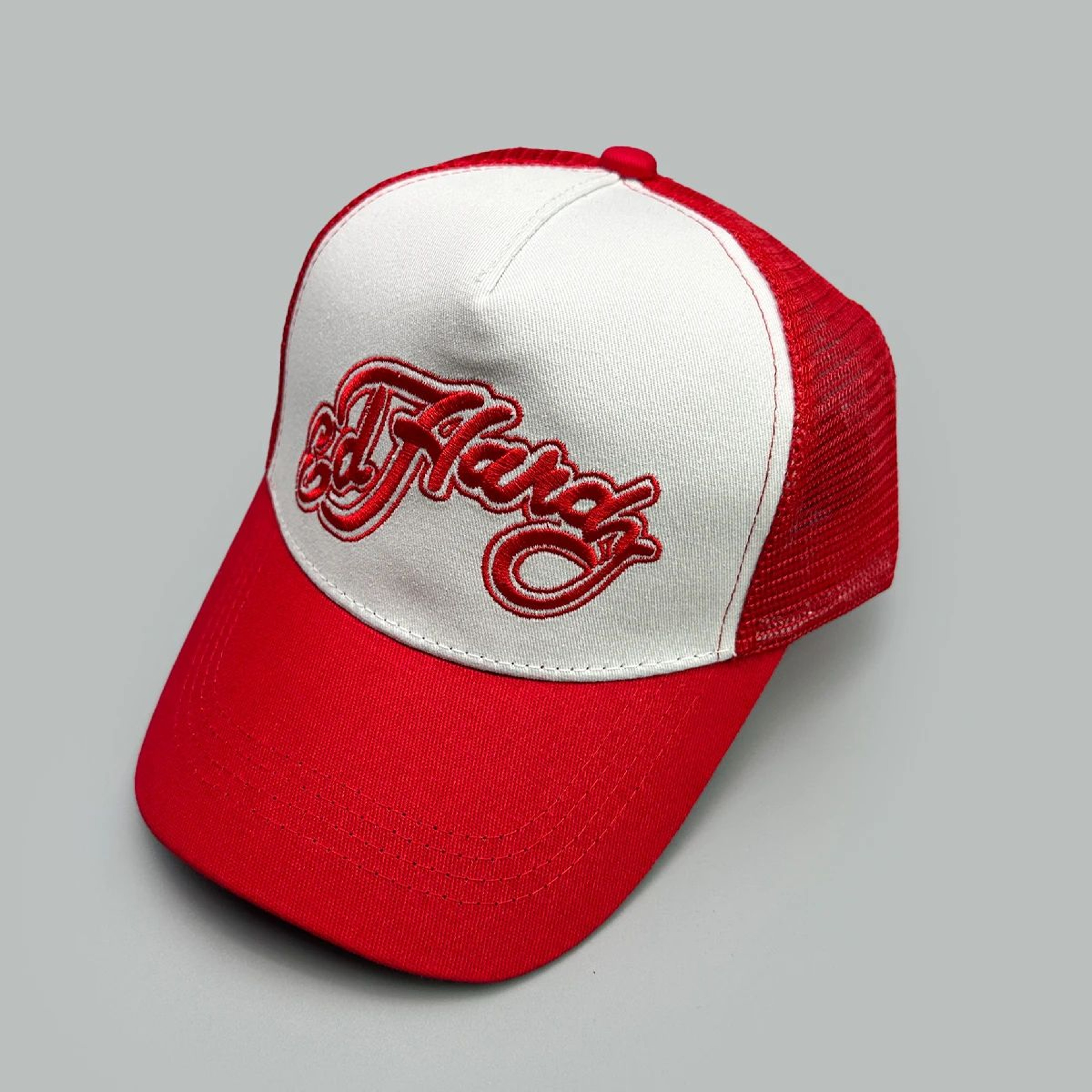 Color Block Letter Embroidery Mesh Trucker Cap 6