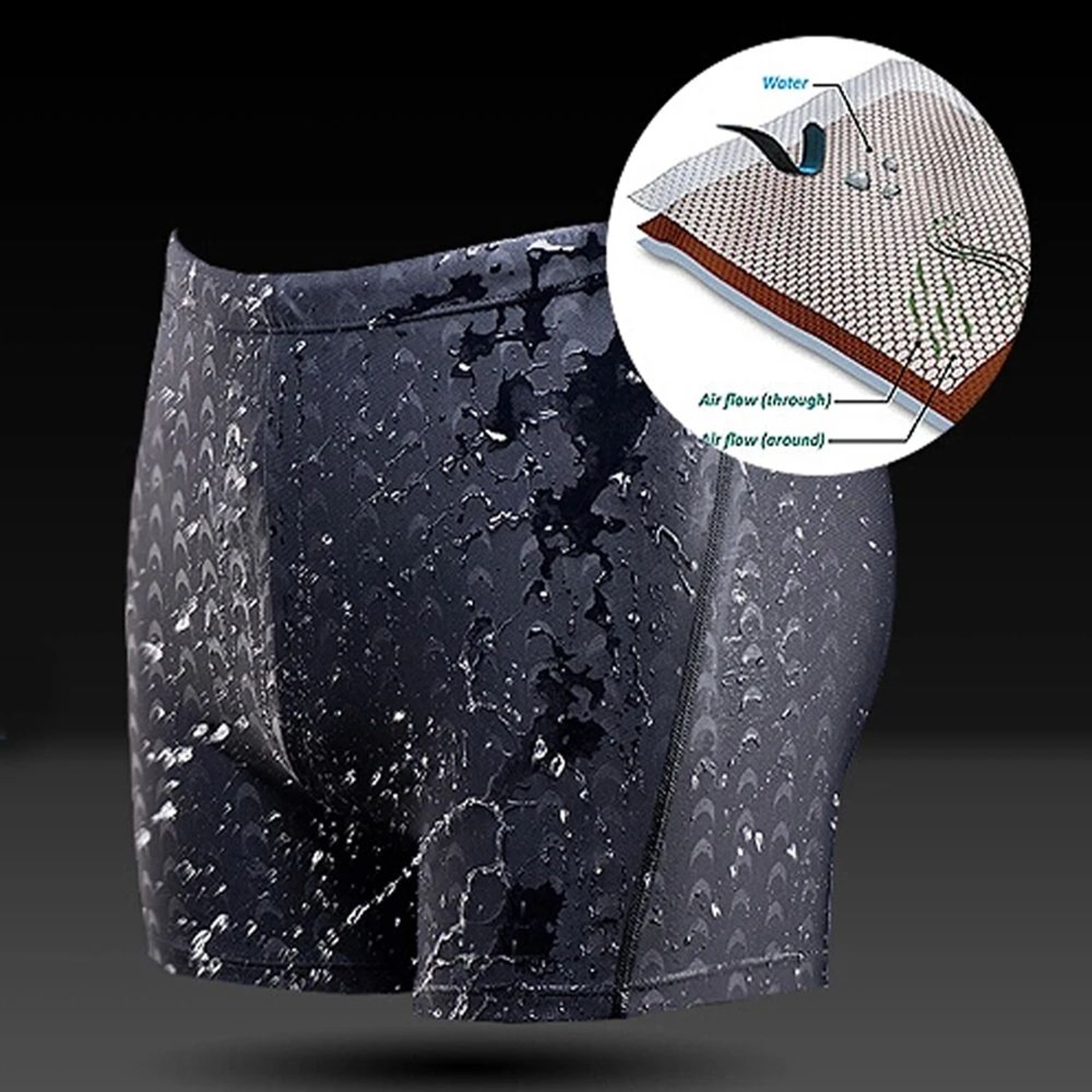 Mens Shark Print Quick Dry Swim Trunks 2