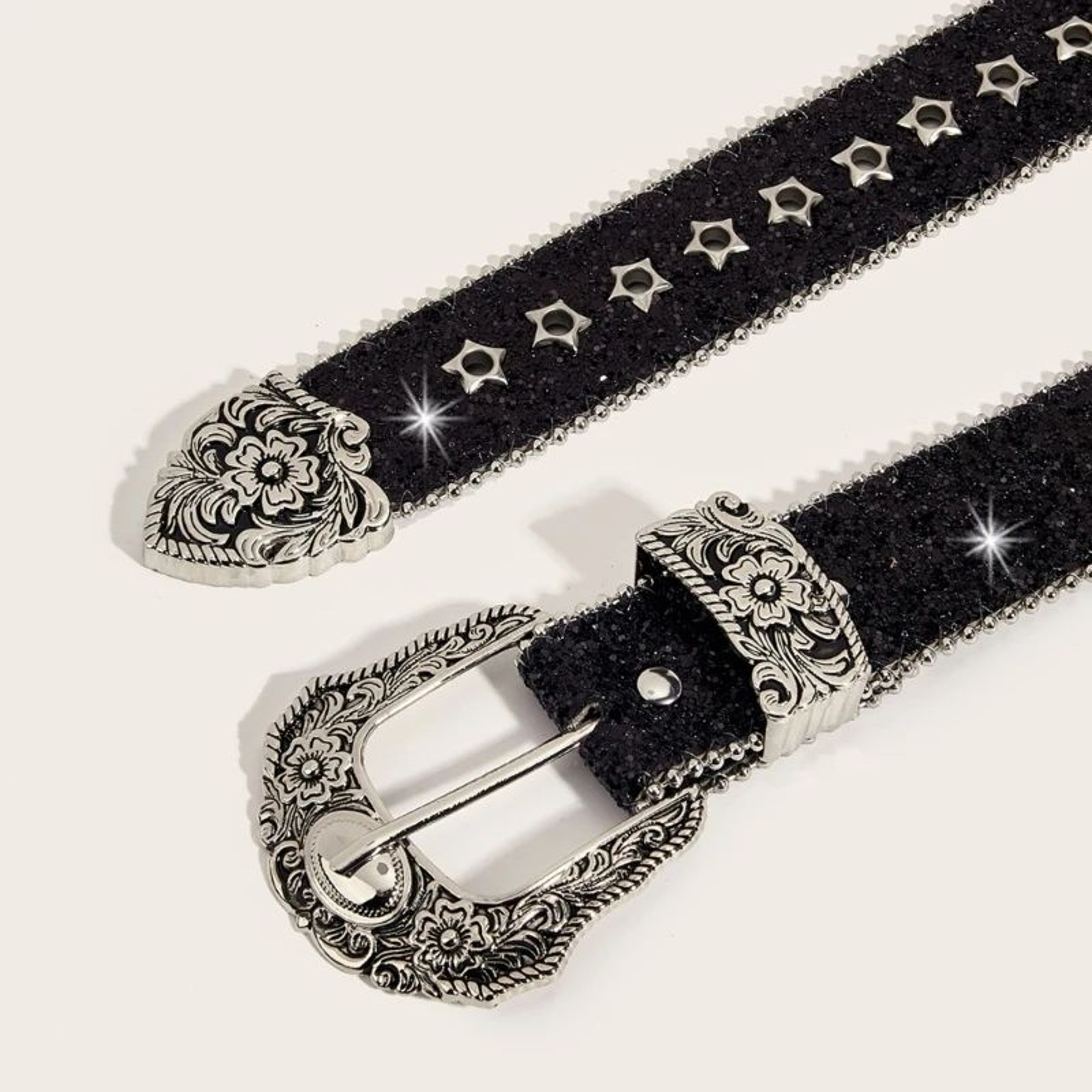 Glitter Sequined Waist Belt With Sparkling Buckle 6