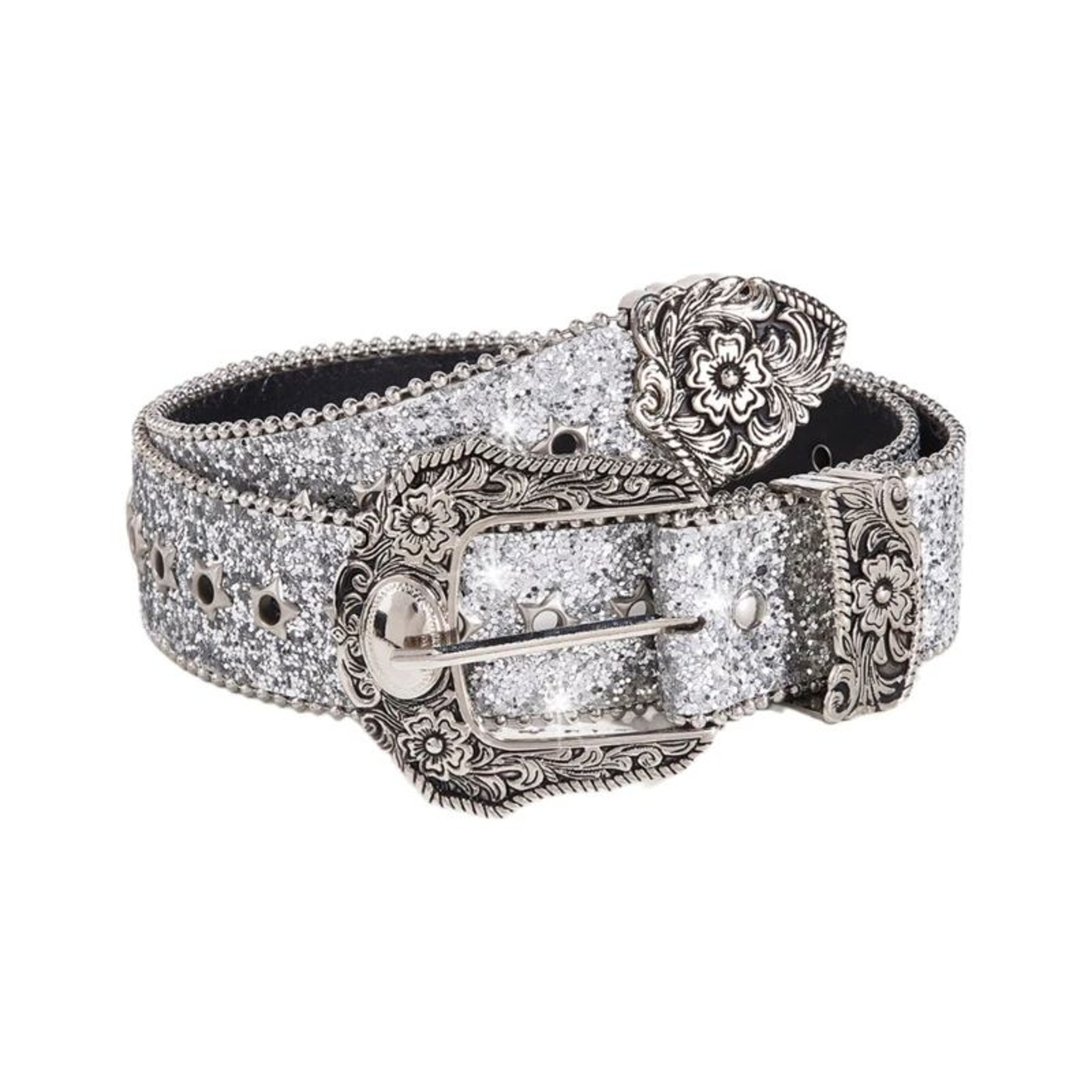 Glitter Sequined Waist Belt With Sparkling Buckle 8