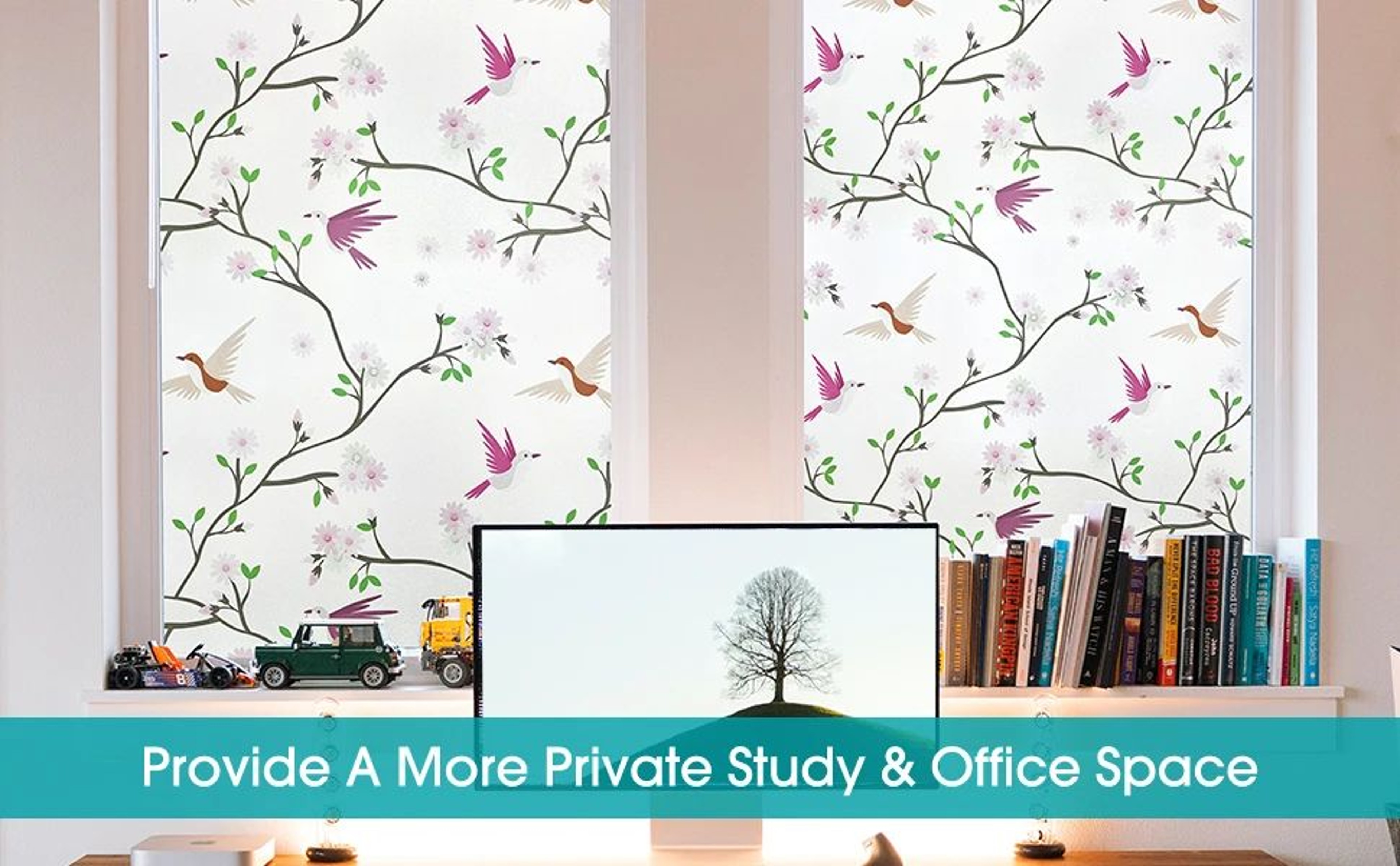 Frosted Privacy Window Film With Bird Decorative Decals 12