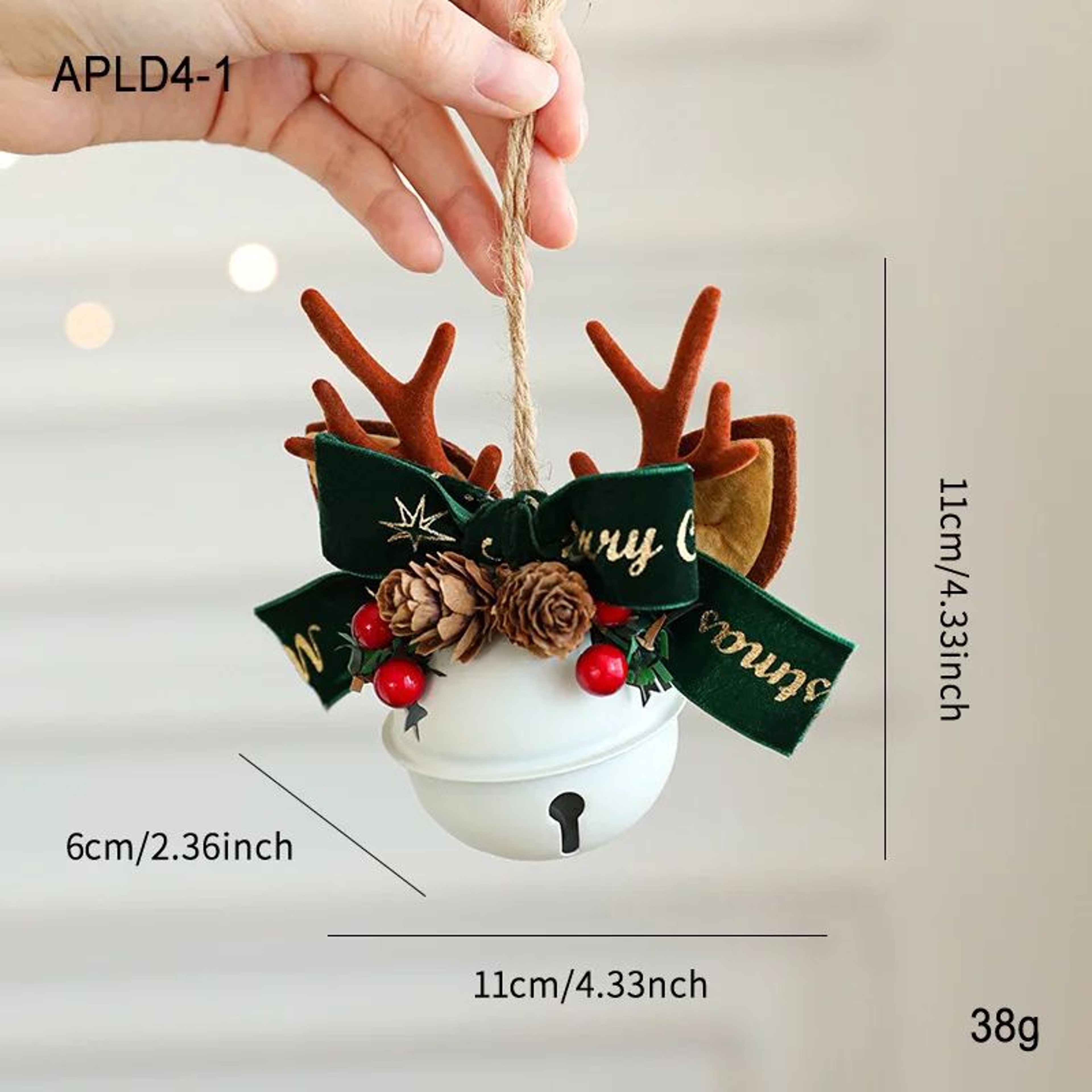 Christmas Bell Antlers Pinecone Hanging Ornament Decor 7