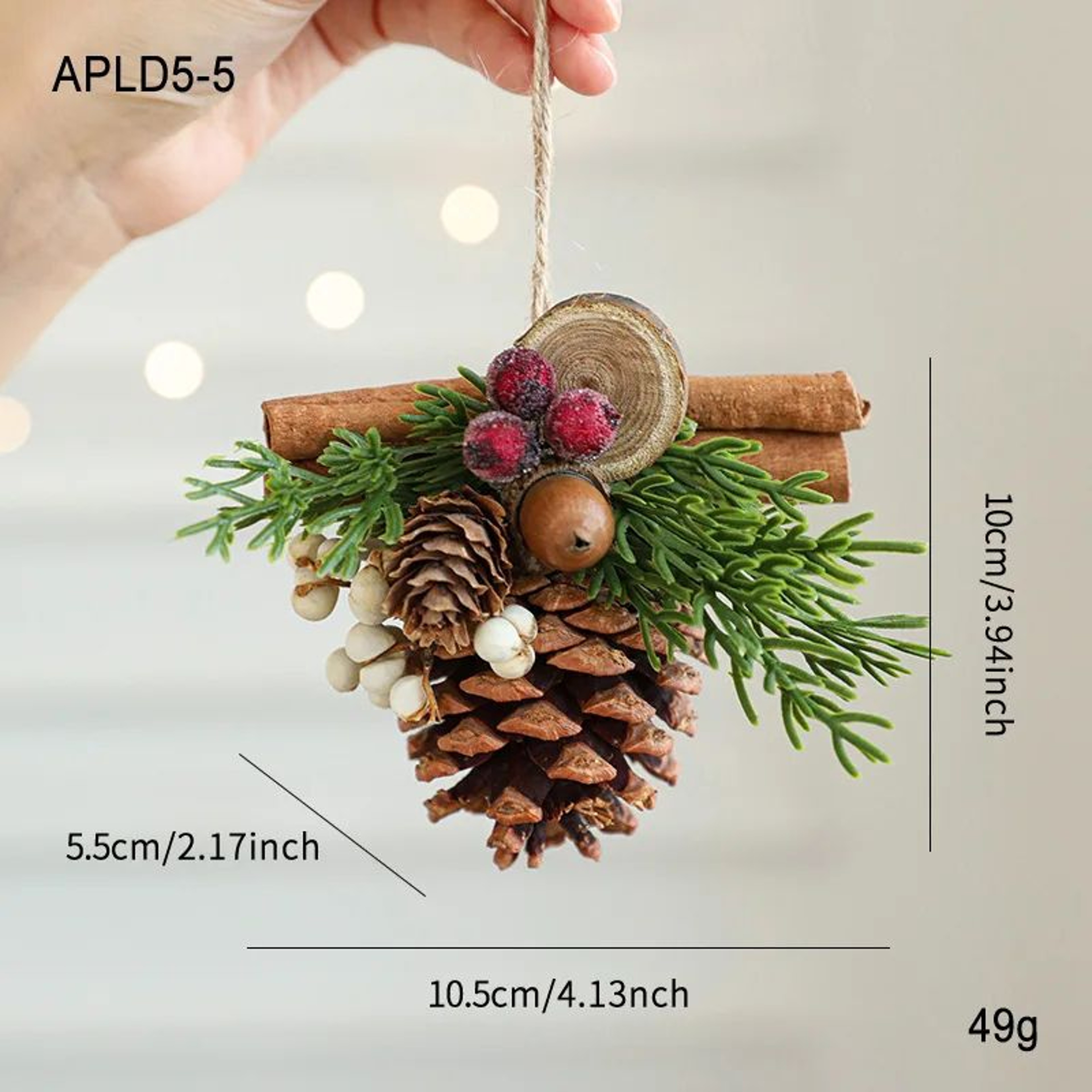 Christmas Bell Antlers Pinecone Hanging Ornament Decor 12