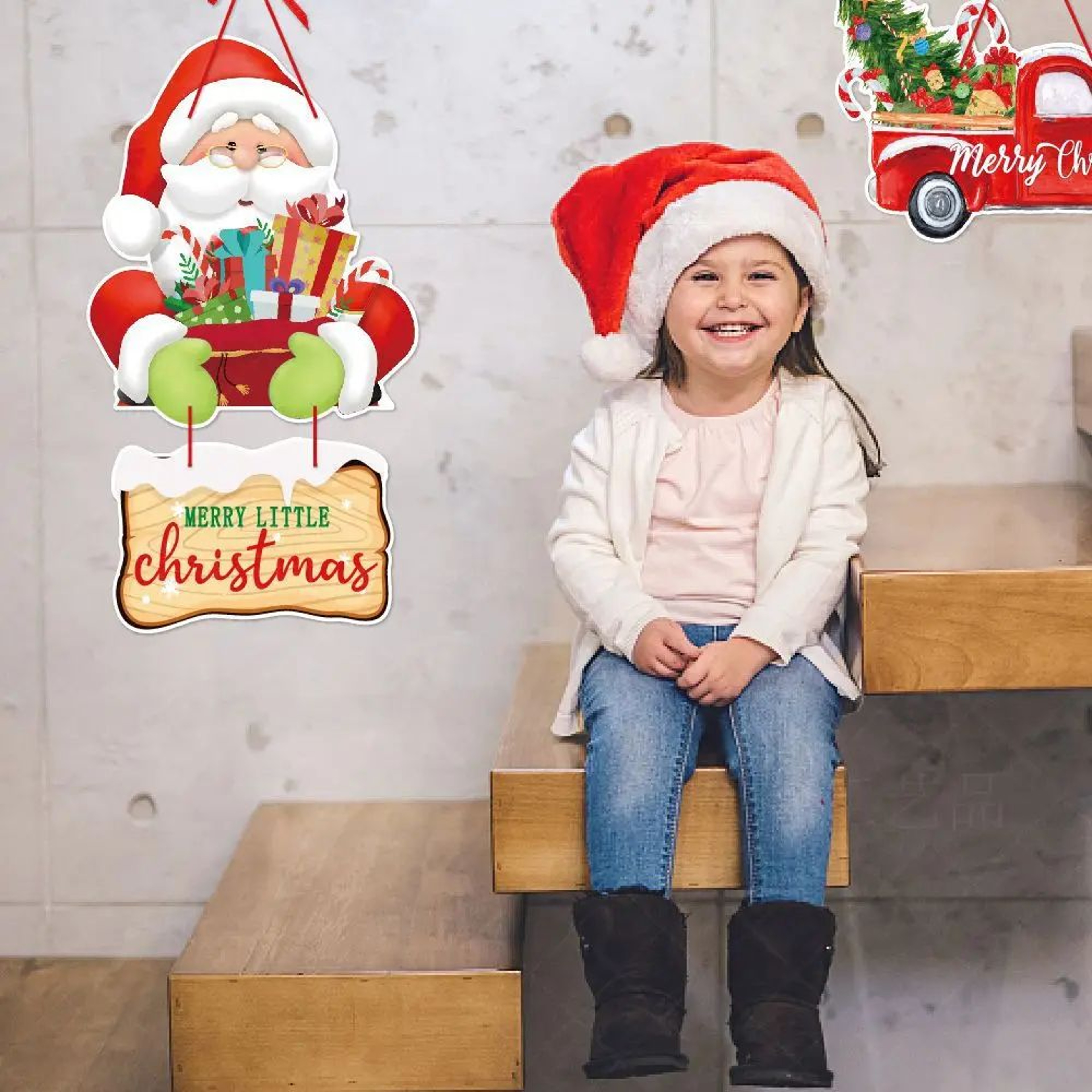 Christmas Door Hanging Paper Banner Santa Snowman Car Decor 5