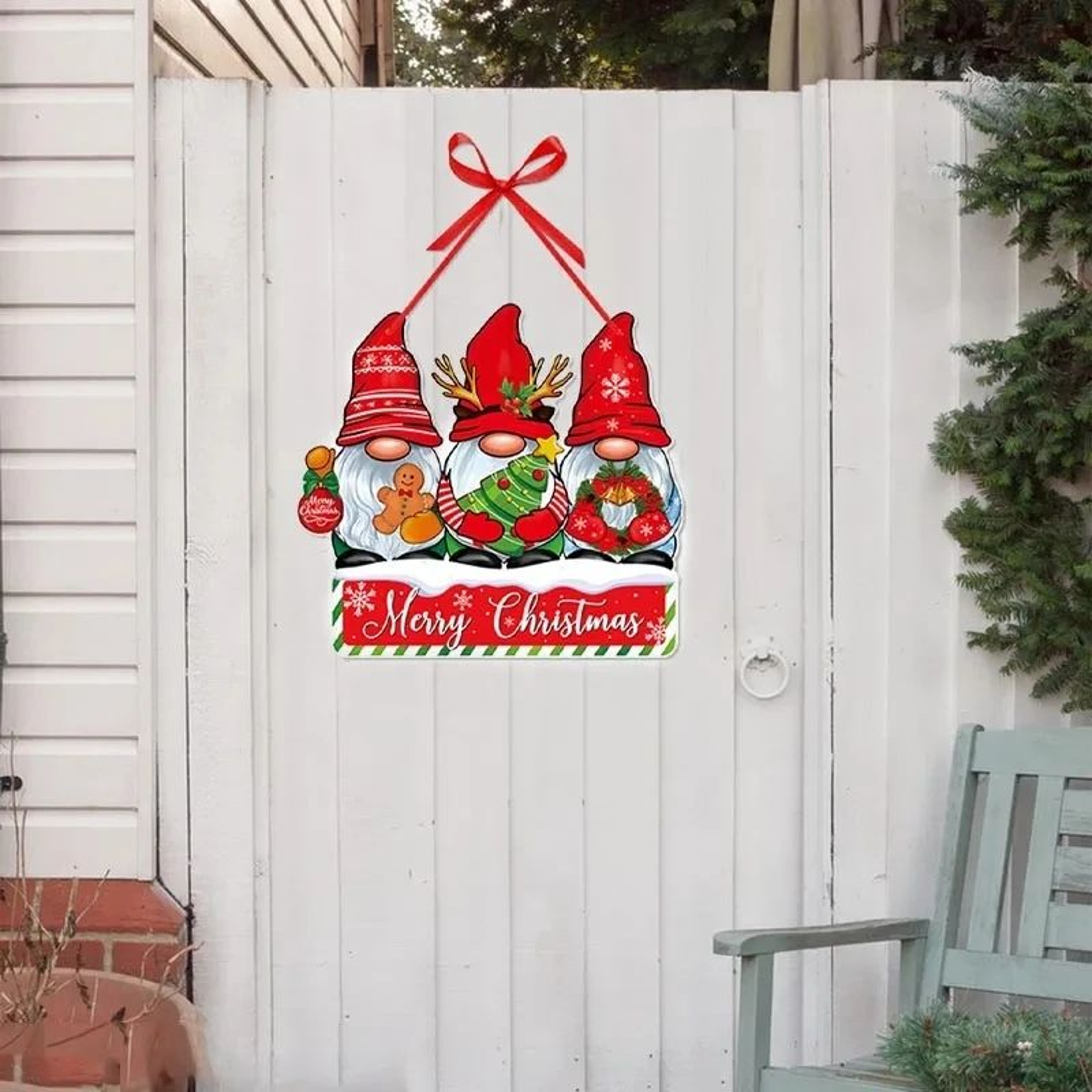 Merry Christmas Santa Snowman Door Hanging Ornament 5