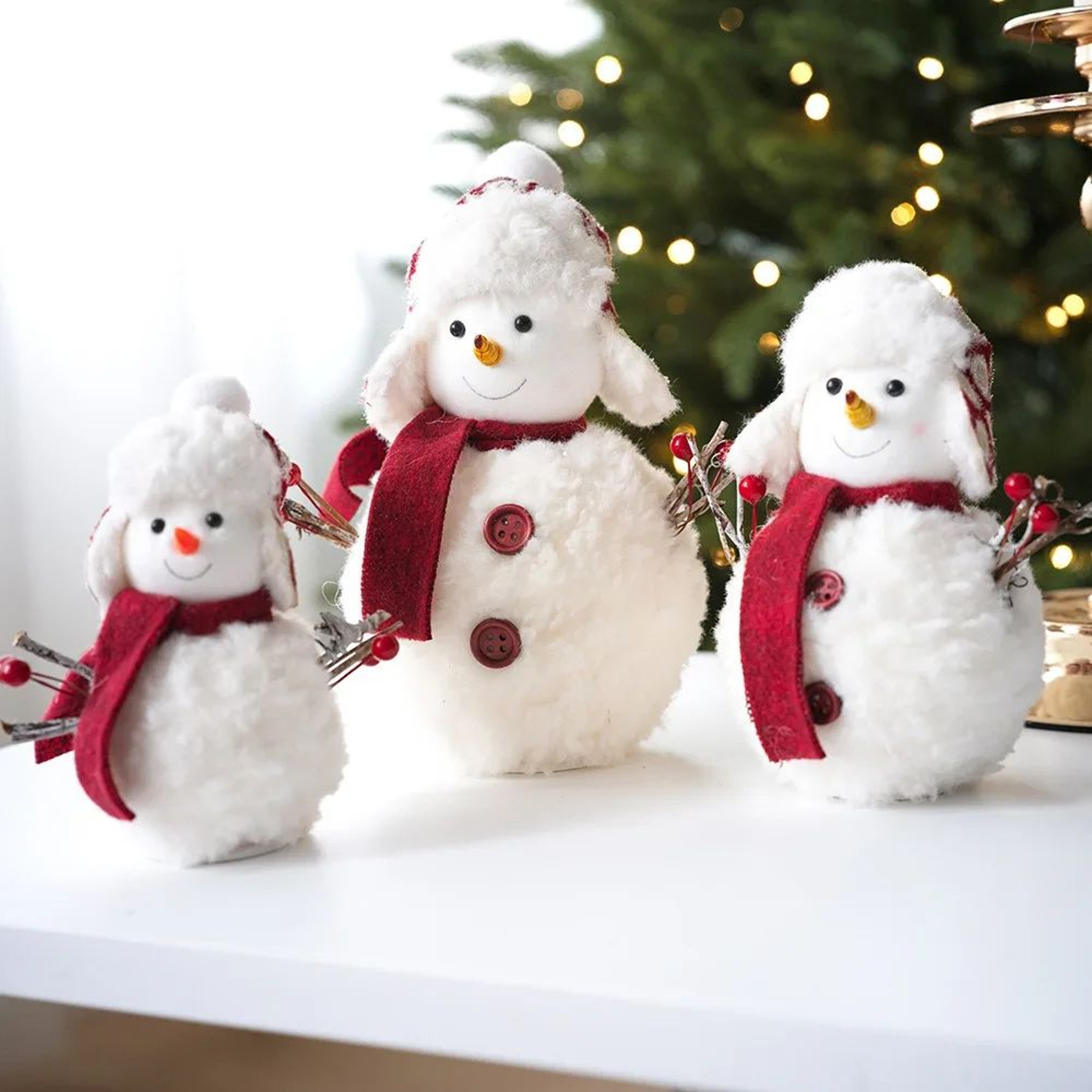 Cute Plush Knitted Snowman Christmas Hanging Ornament 1