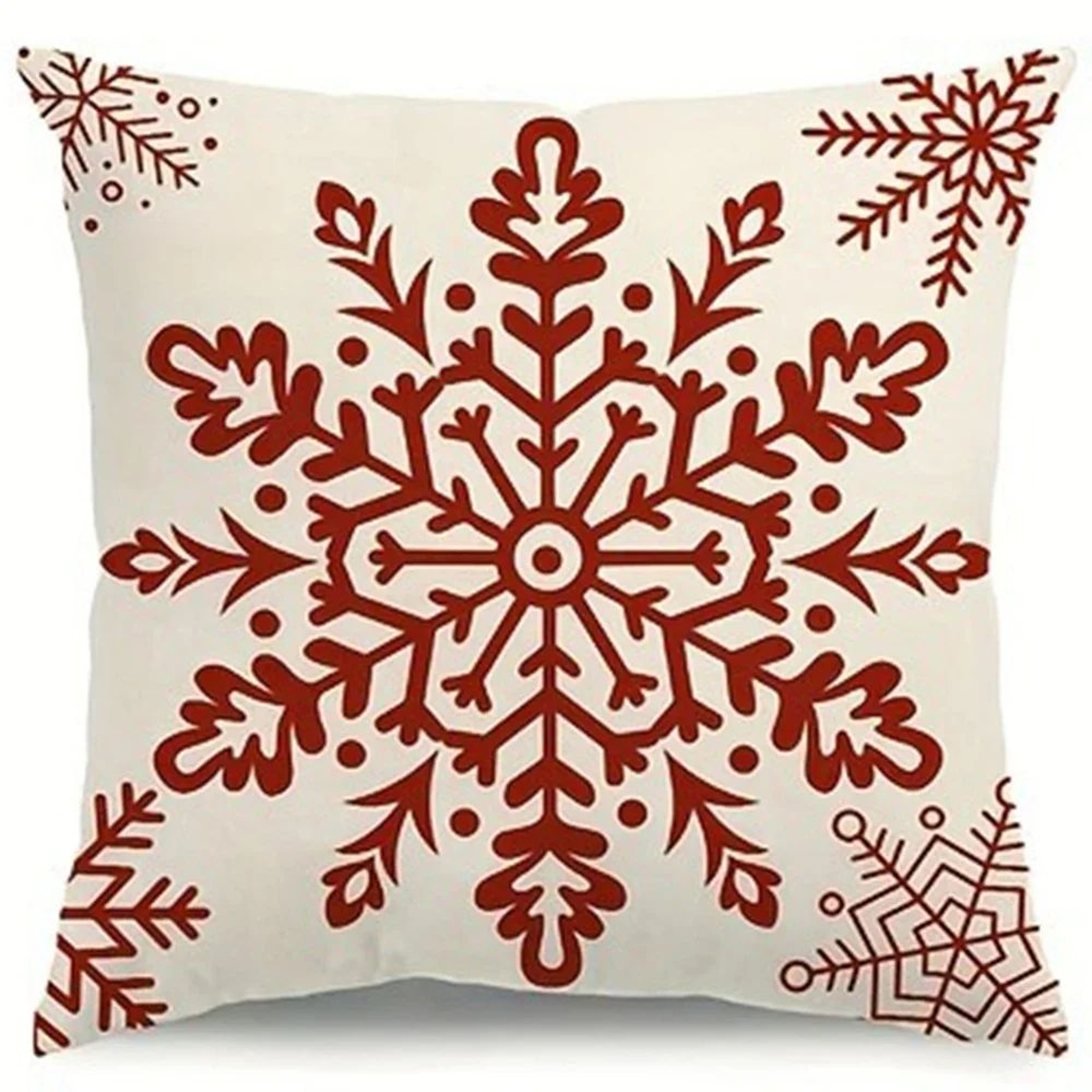 Red Snowflake Christmas Tree Pillow Cover For Sofa Decor 7