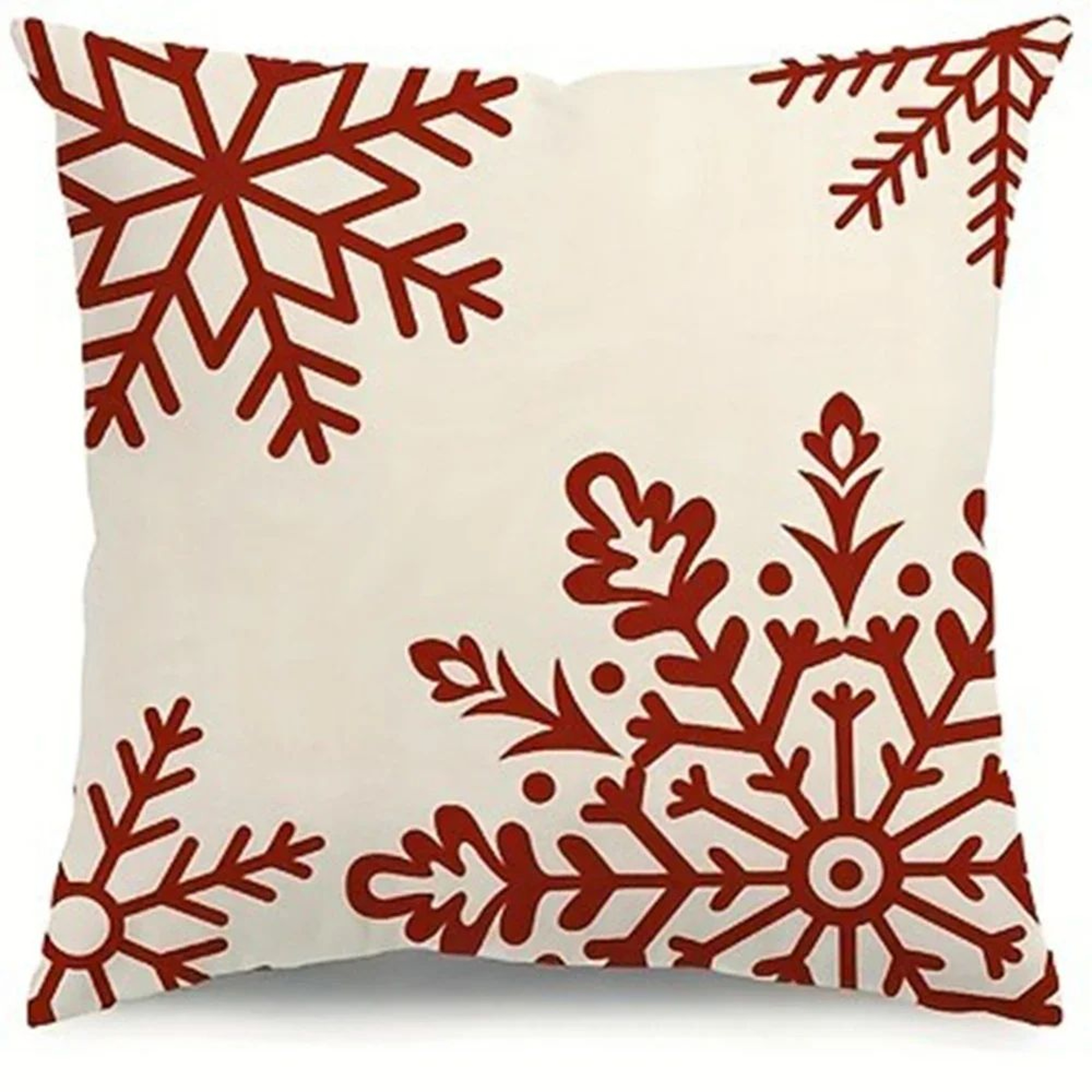 Red Snowflake Christmas Tree Pillow Cover For Sofa Decor 9