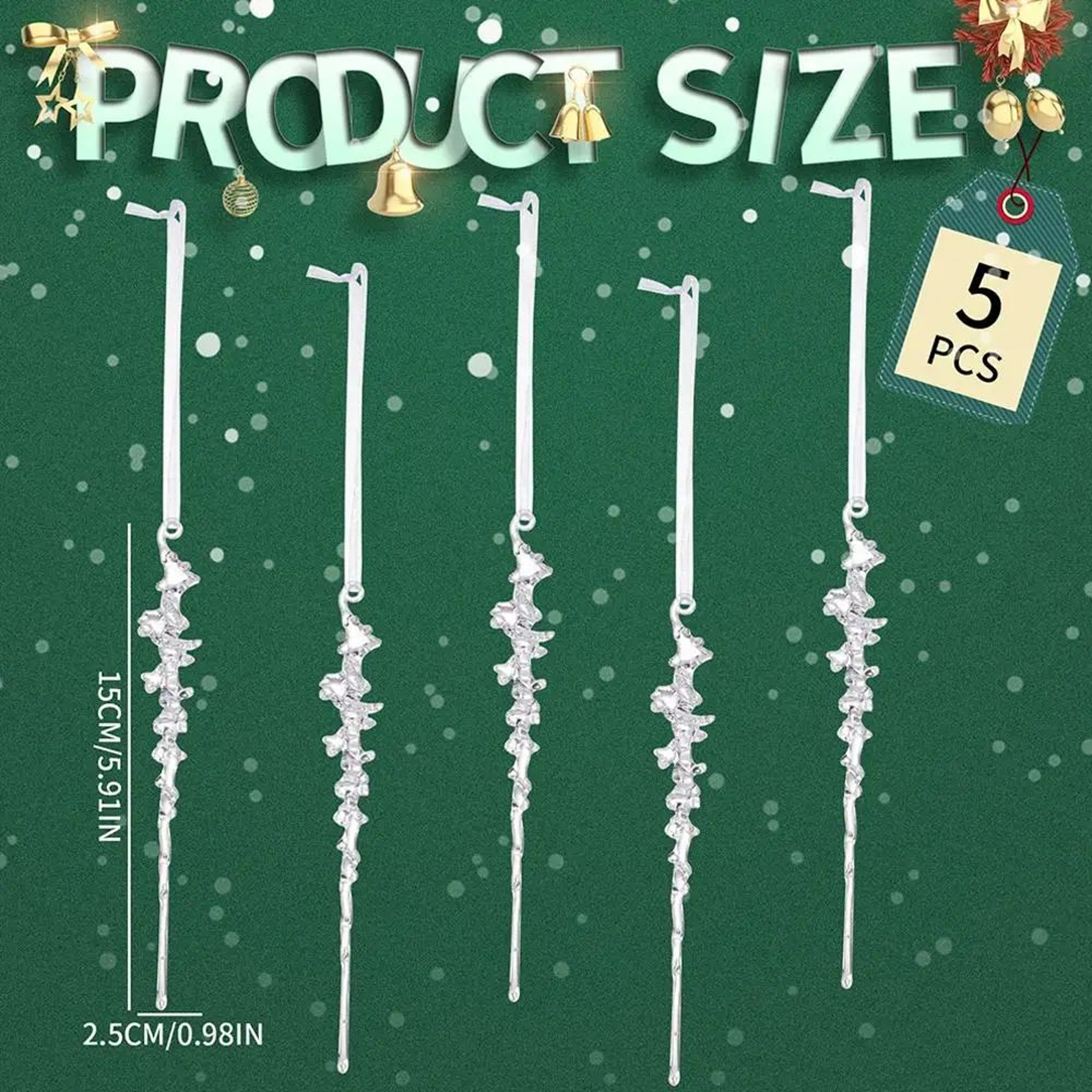 Acrylic Ice Cone Christmas Hanging Ornaments Set 5