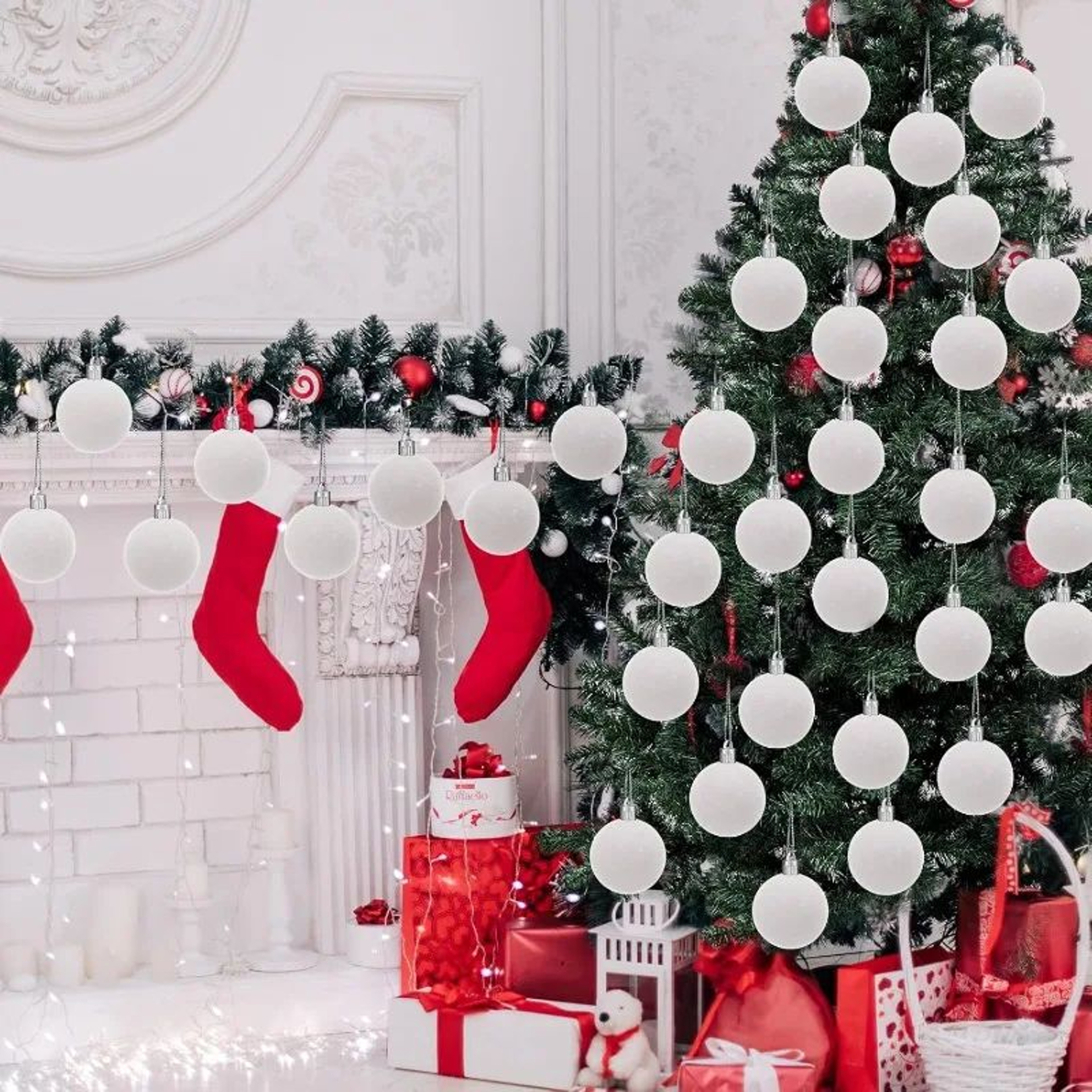 Wine Red Velvet Christmas Ball Tree Ornaments 10