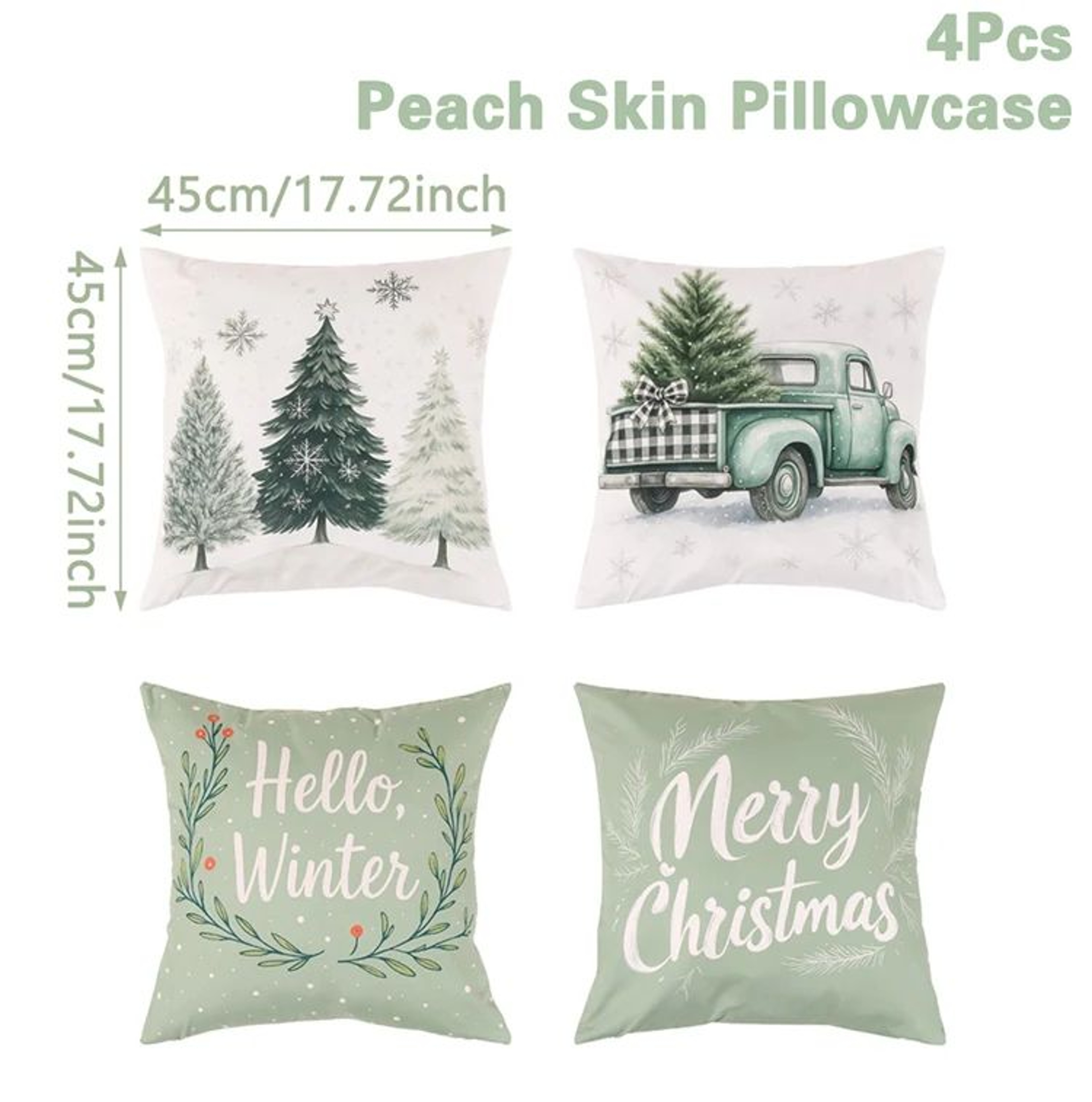 Merry Christmas Decorative Cushion Cover Set 4pcs Holiday Pillow Cases 19