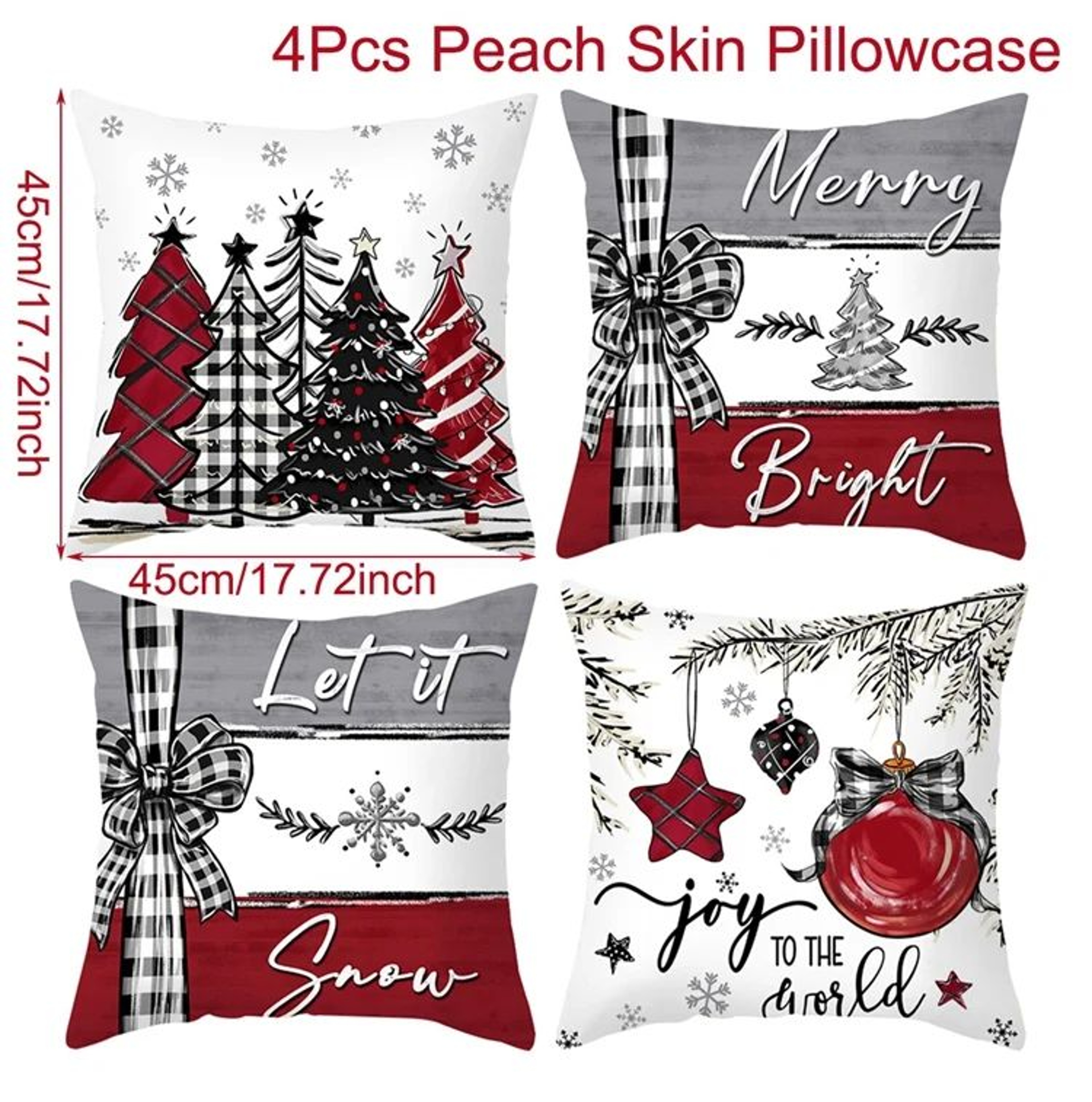 Merry Christmas Decorative Cushion Cover Set 4pcs Holiday Pillow Cases 10