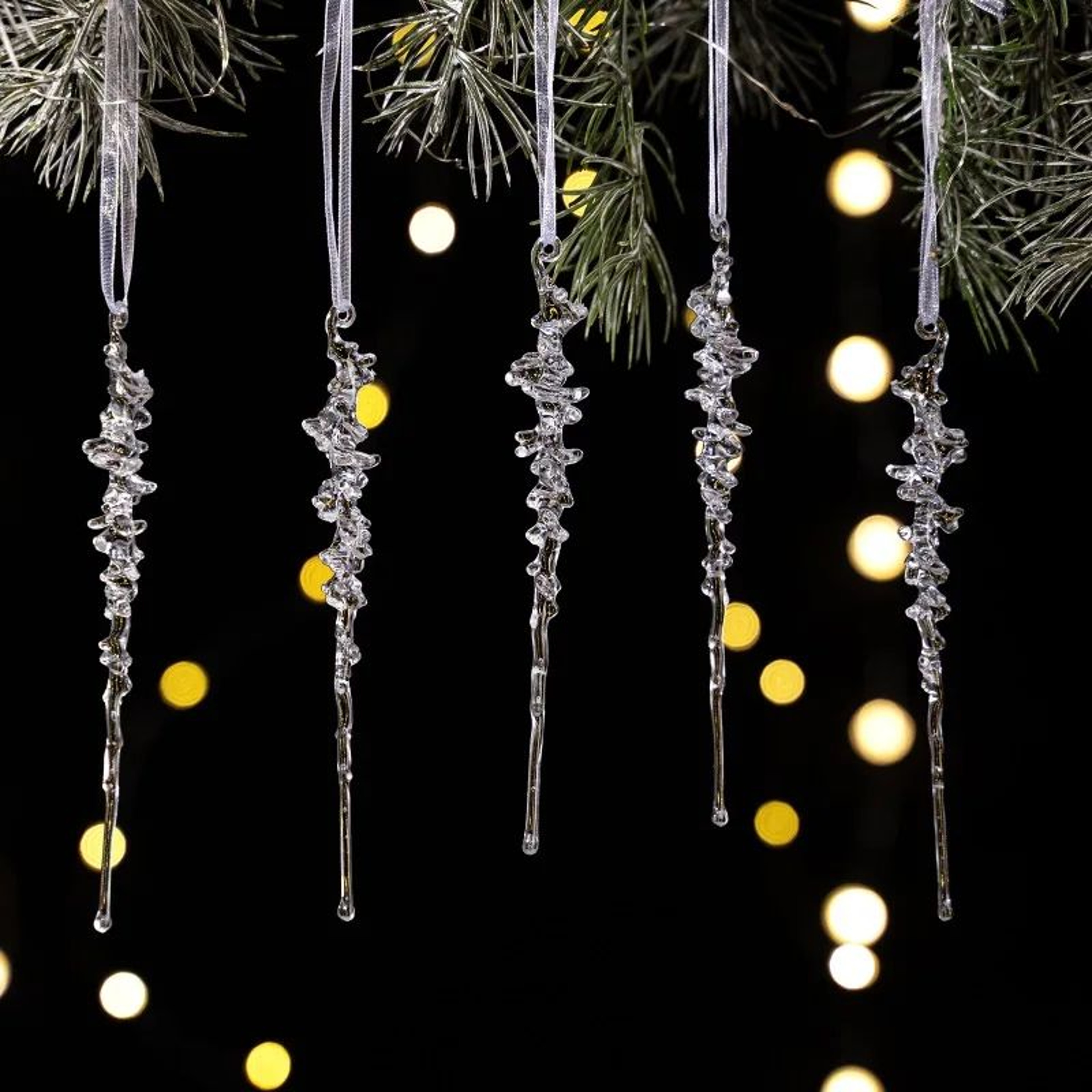 Elegant Acrylic Icicle Christmas Tree Ornaments Set 1