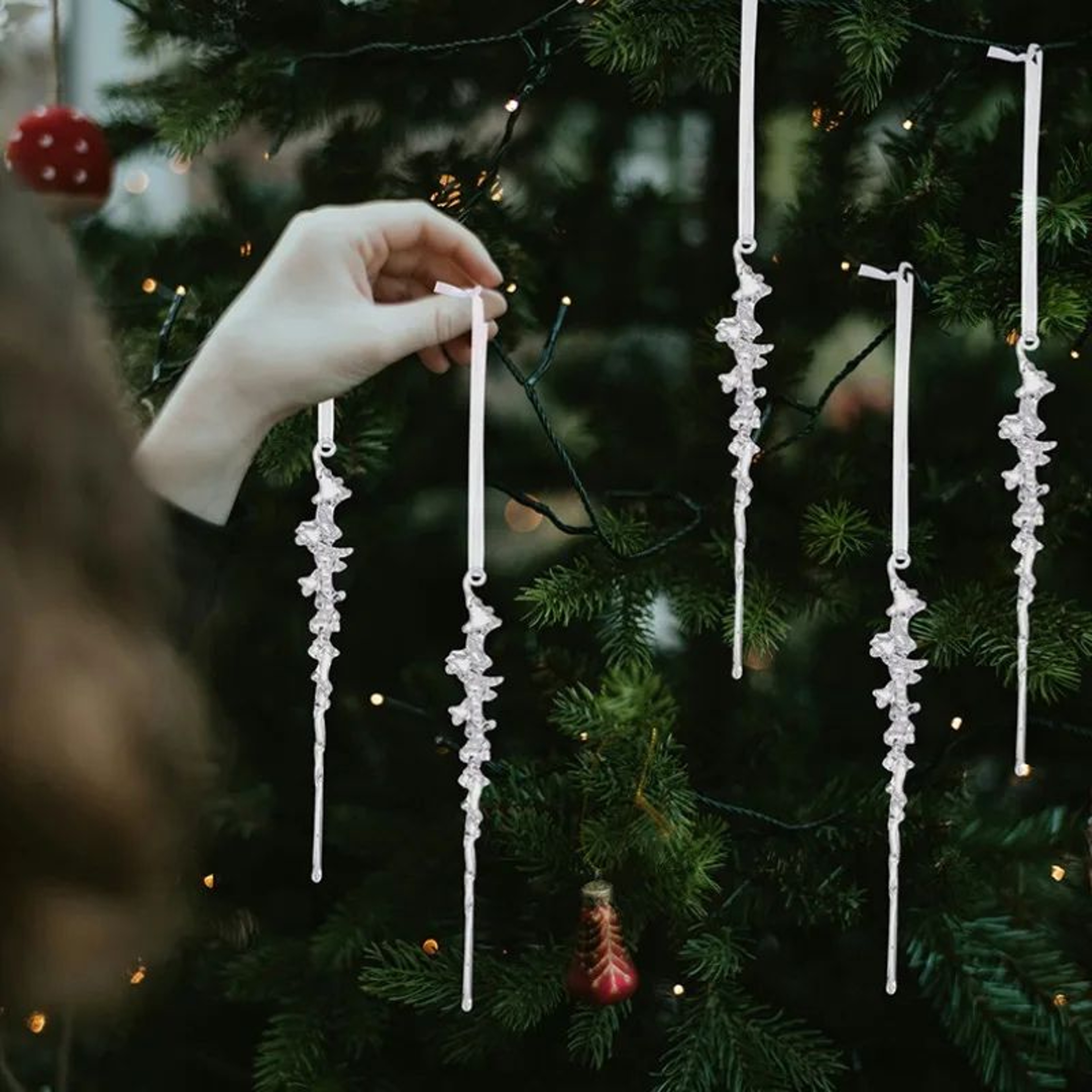 Elegant Acrylic Icicle Christmas Tree Ornaments Set 3