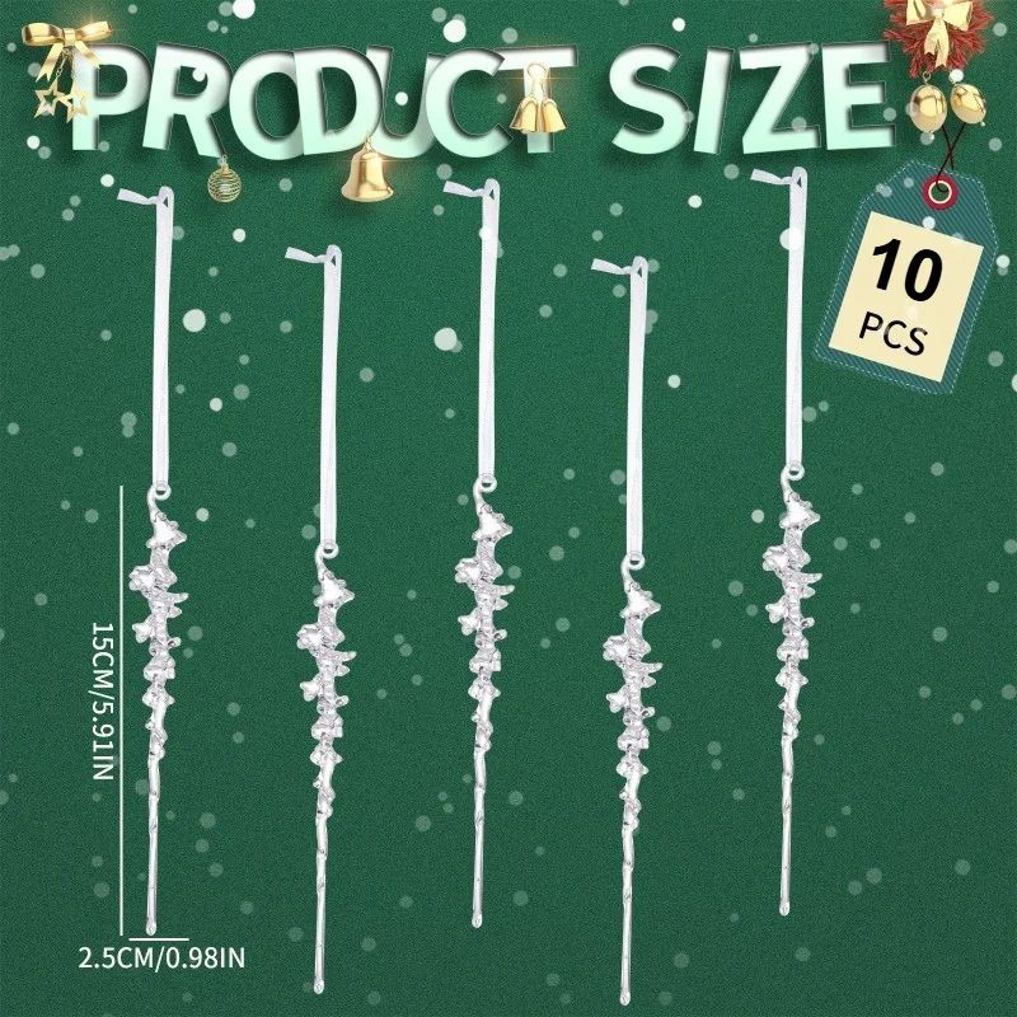 Elegant Acrylic Icicle Christmas Tree Ornaments Set 5