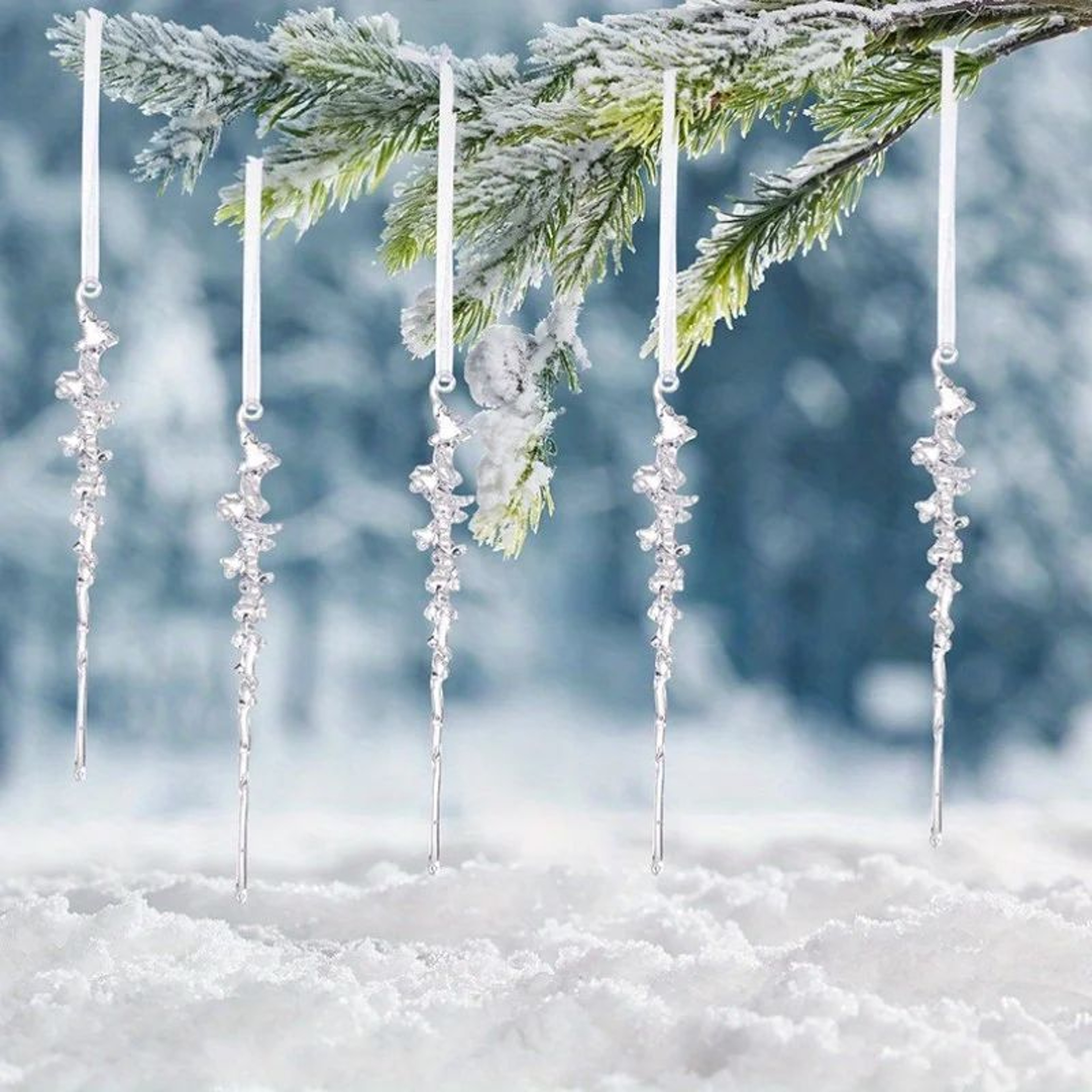 Elegant Acrylic Icicle Christmas Tree Ornaments Set 7