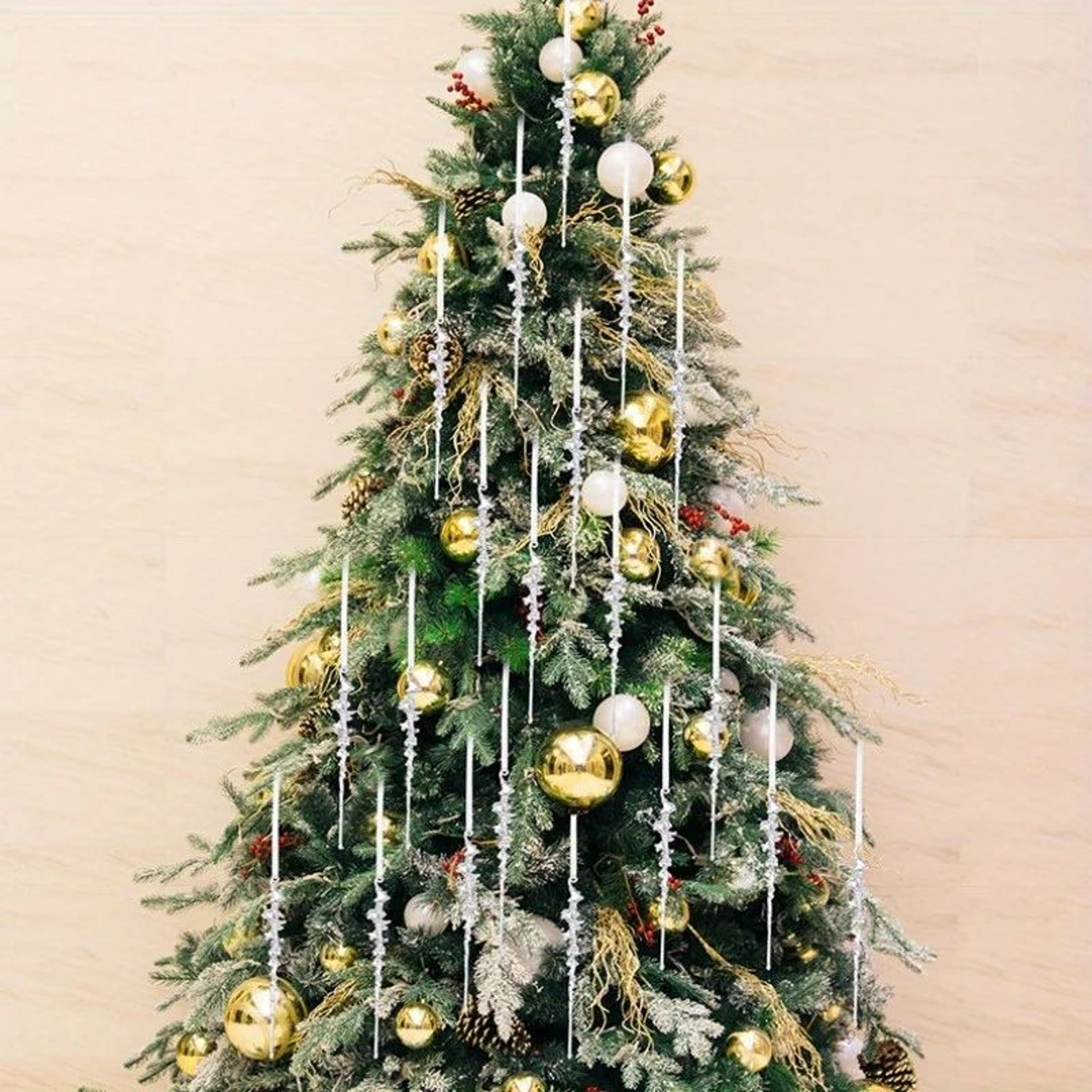 Elegant Acrylic Icicle Christmas Tree Ornaments Set 8