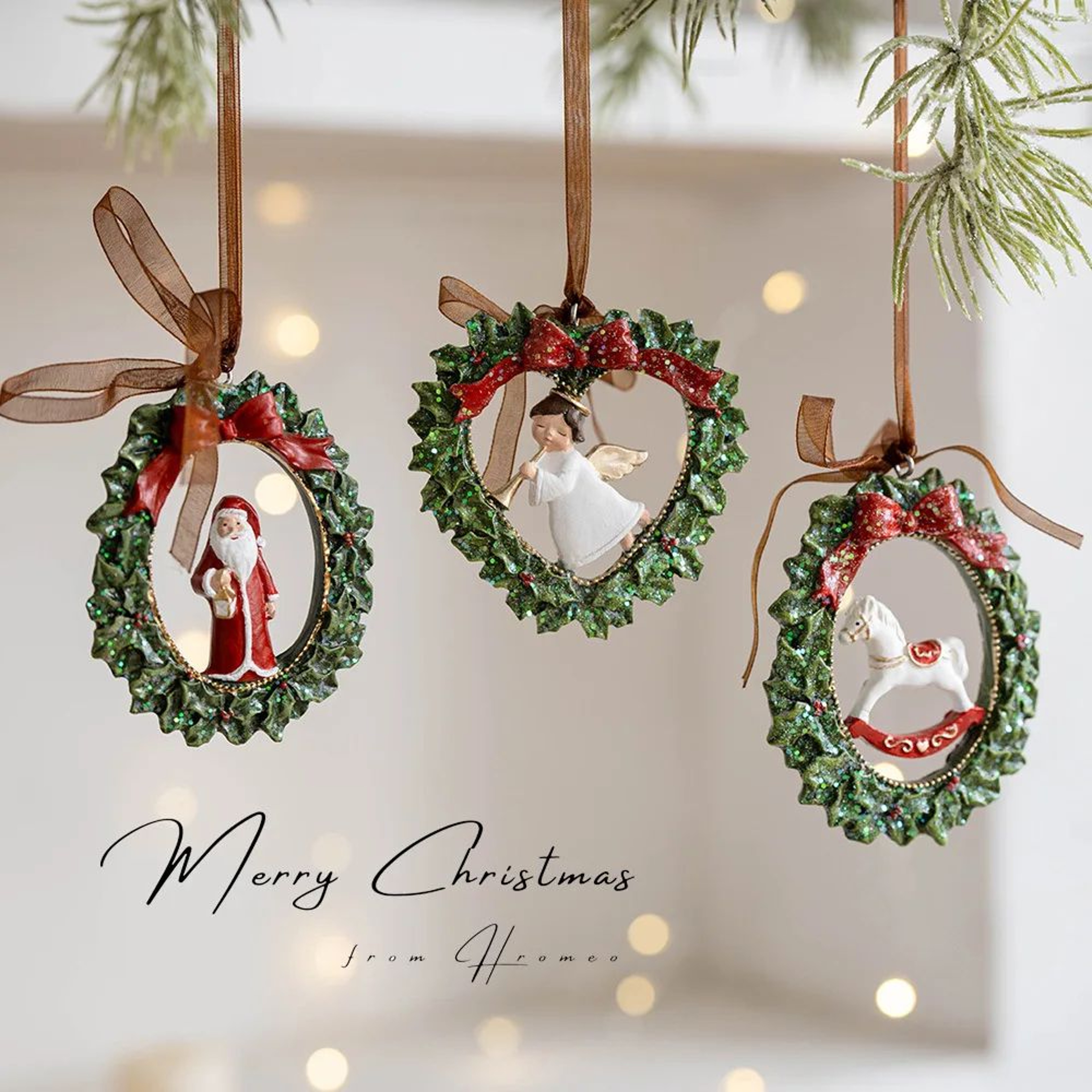 Retro 3D Christmas Tree Bell Resin Ornament 1