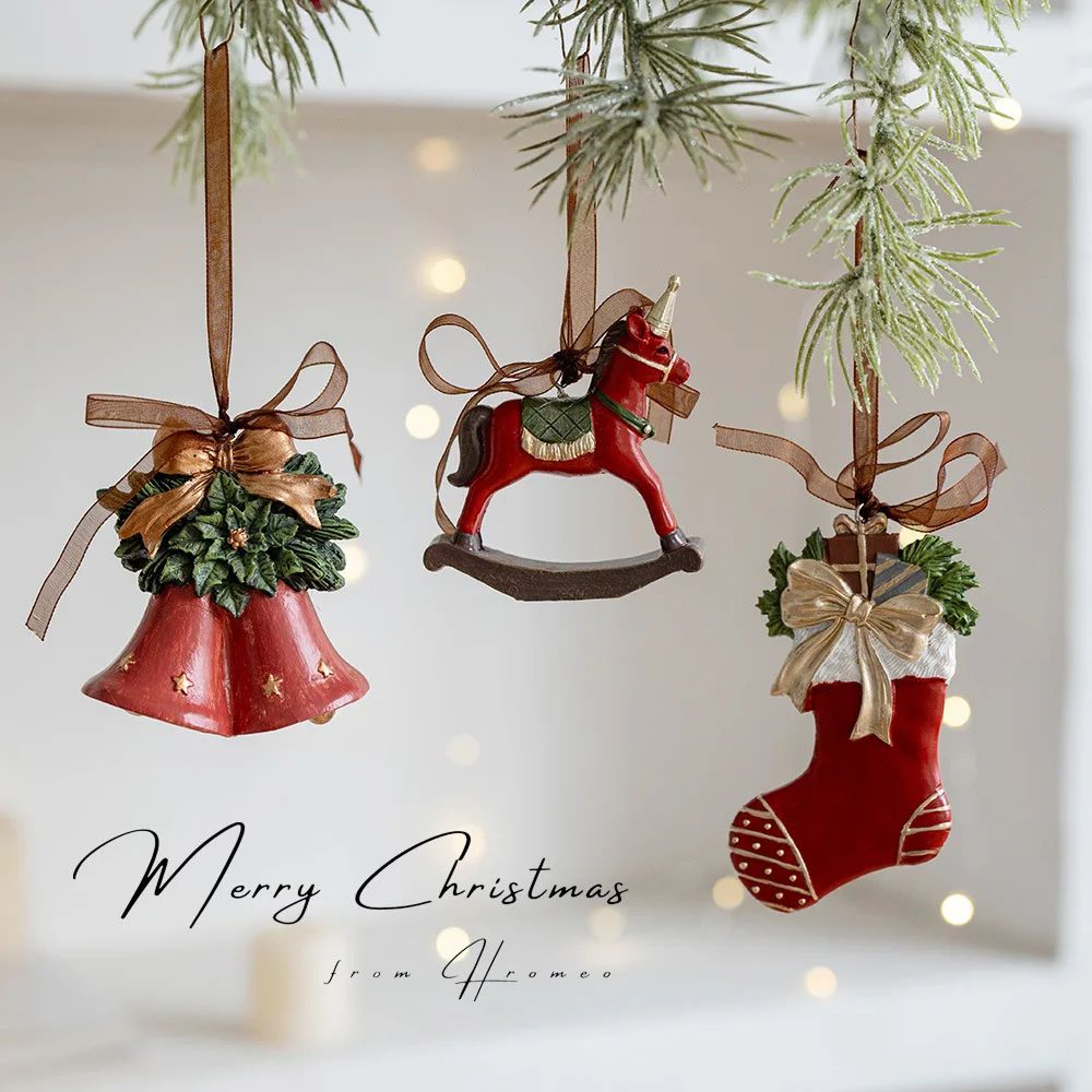 Retro 3D Christmas Tree Bell Resin Ornament 3