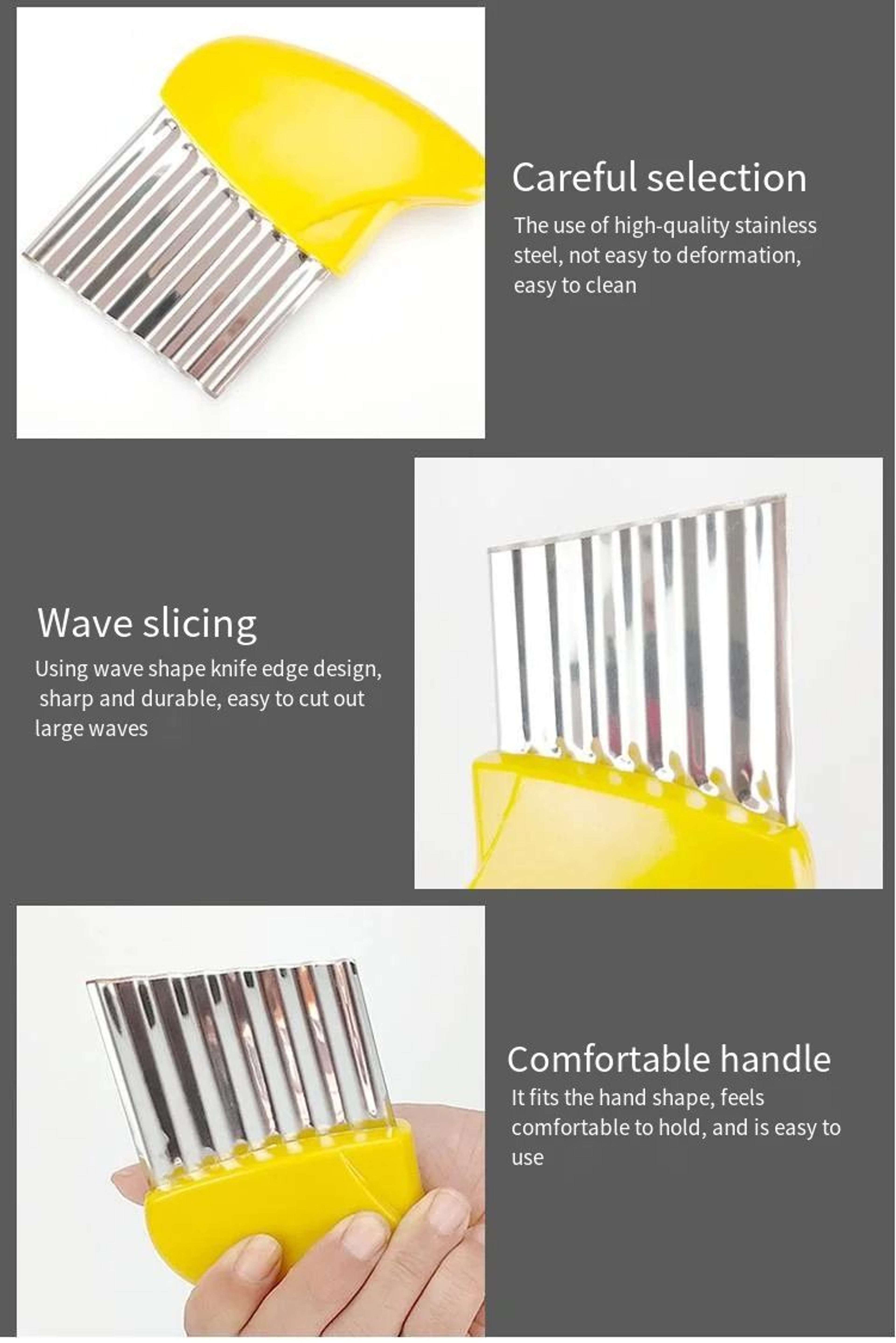 Stainless Steel Wavy Potato Cutter French Fries Slicer 9