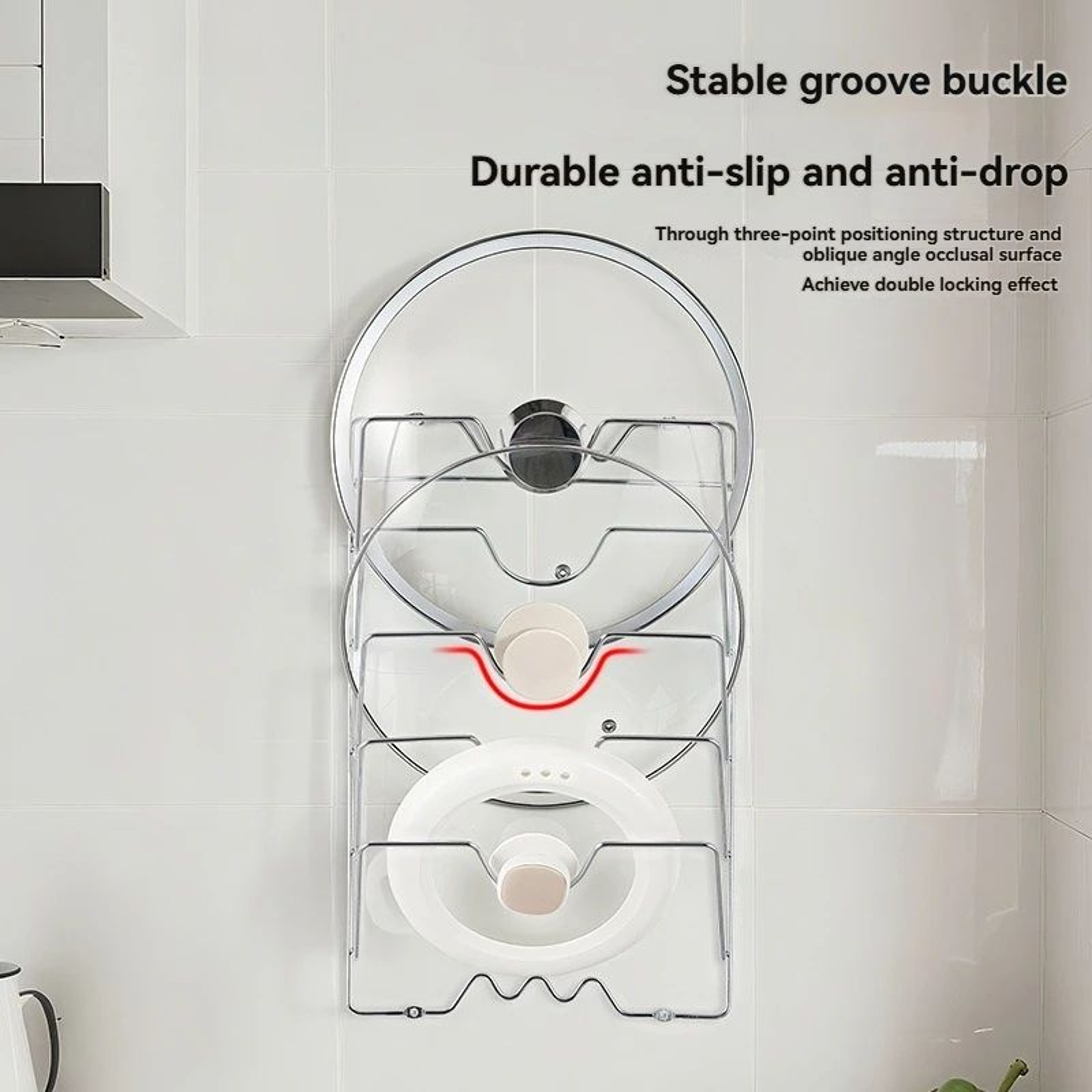 Wall Mounted Pot Lid Rack Five Layer Kitchen Organizer 2