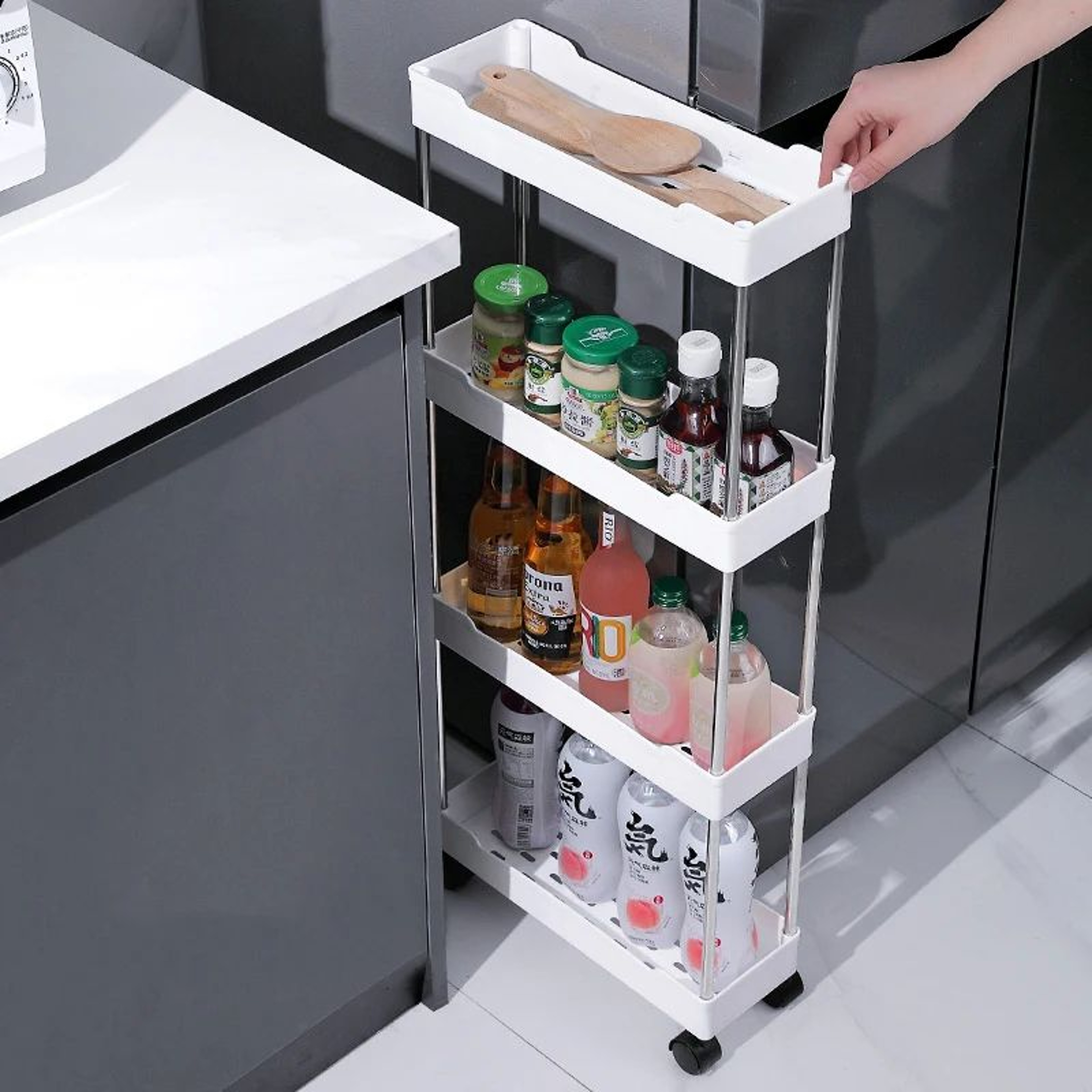 Slim Rolling Storage Cart 3 Tier Gap Organizer Rack 0