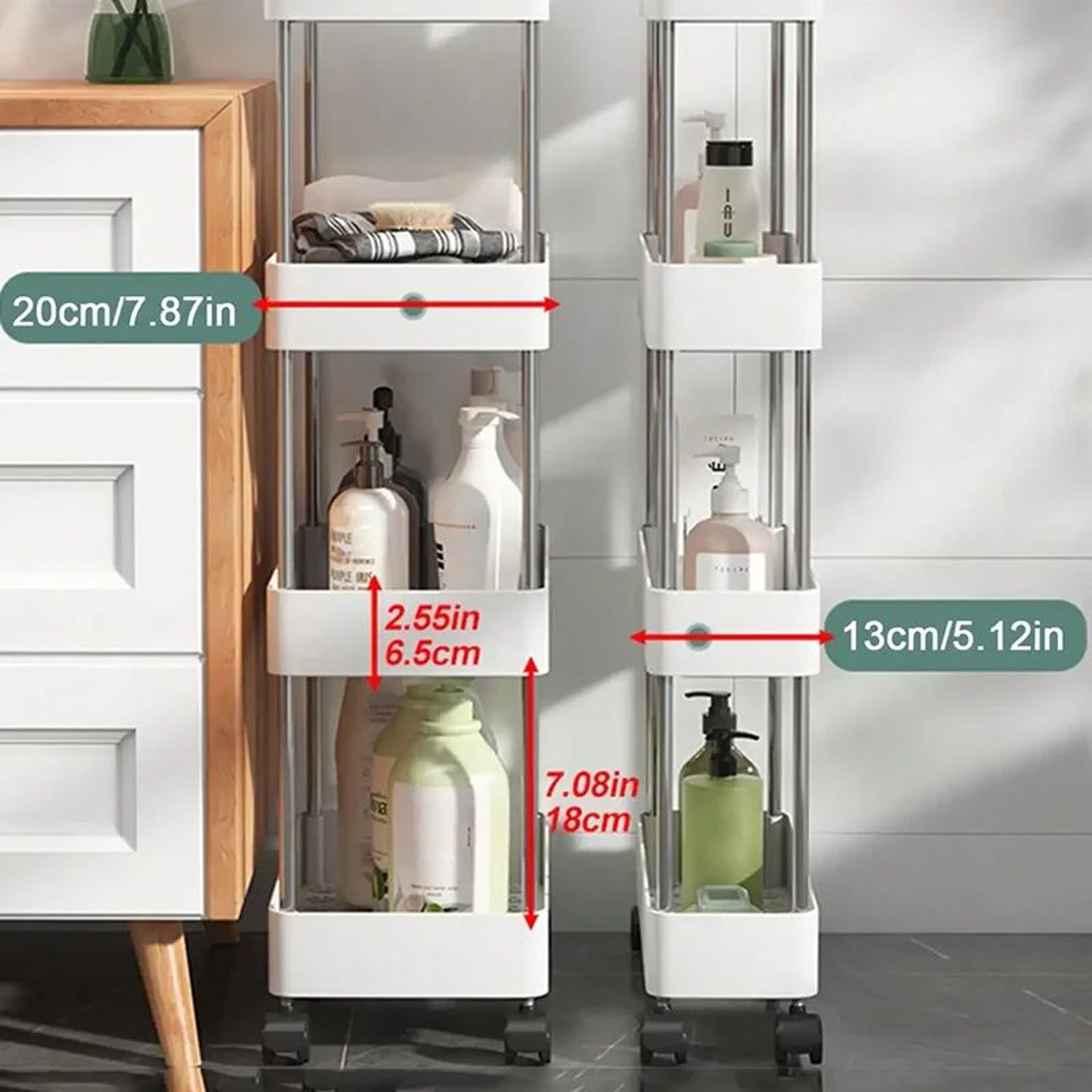 Slim Rolling Storage Cart 3 Tier Gap Organizer Rack 4