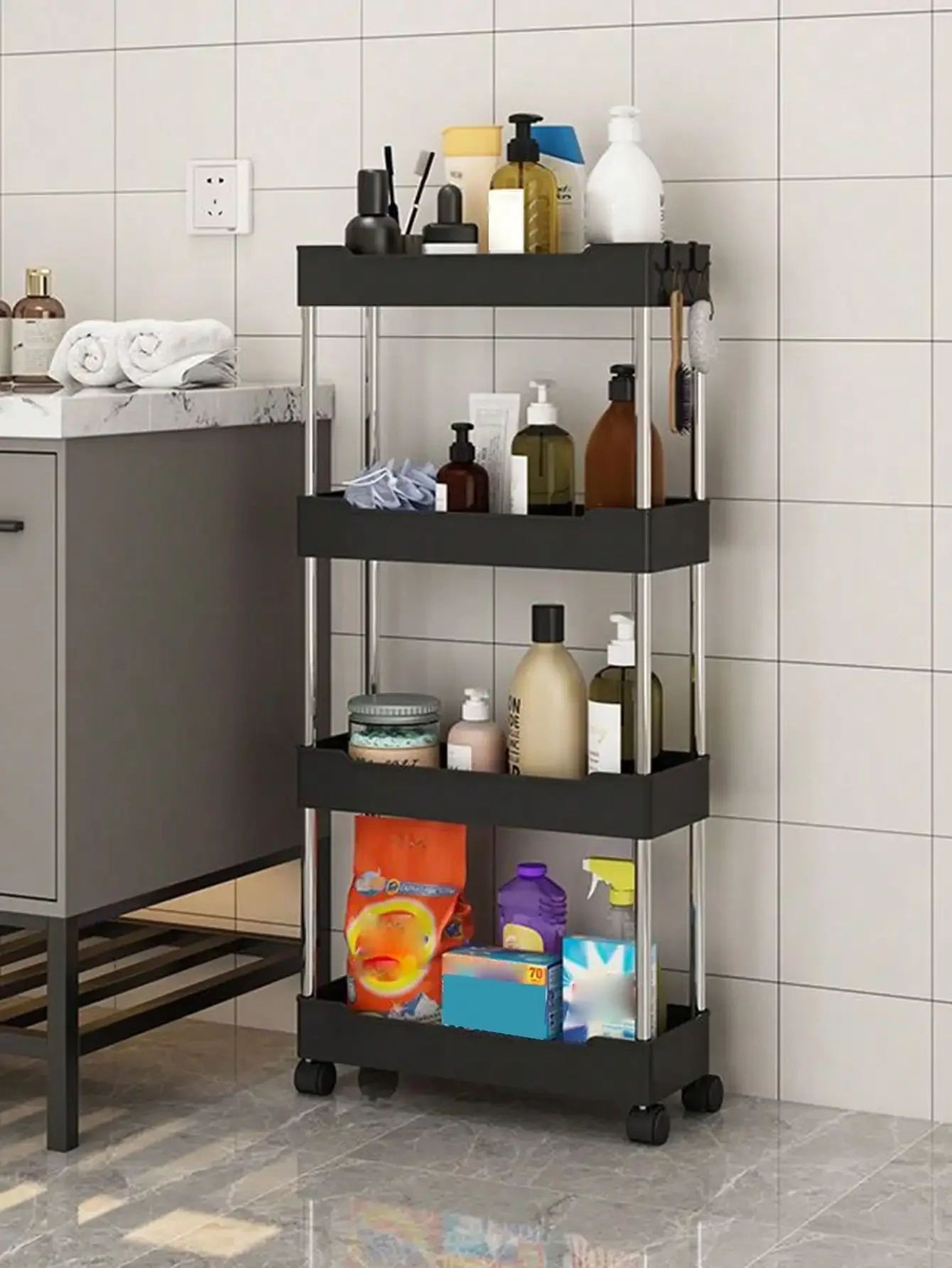 Slim Rolling Storage Cart 3 Tier Gap Organizer Rack 8