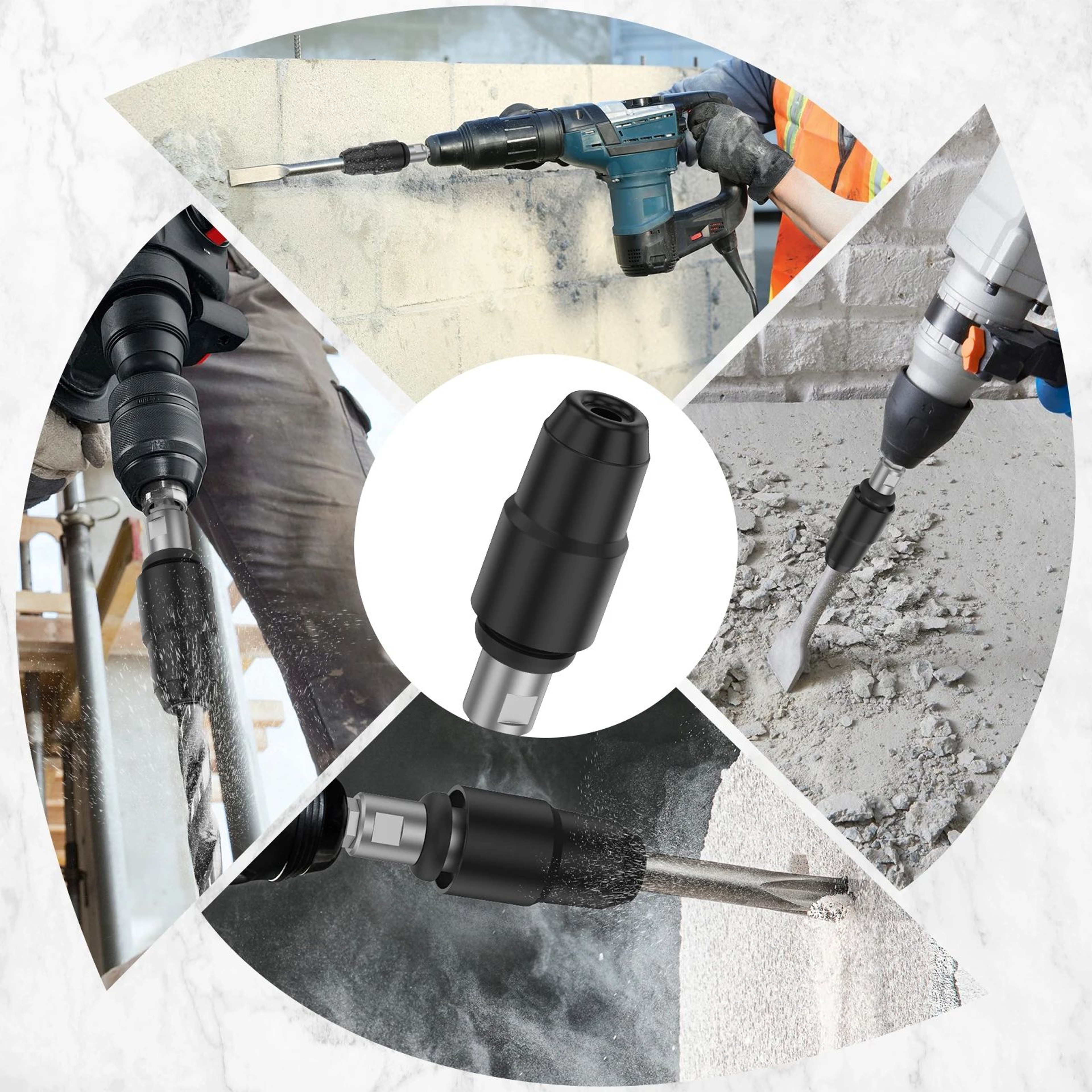 Carbon Steel Drill Bit Adapter For Rotary Hammer Concrete Tool 3