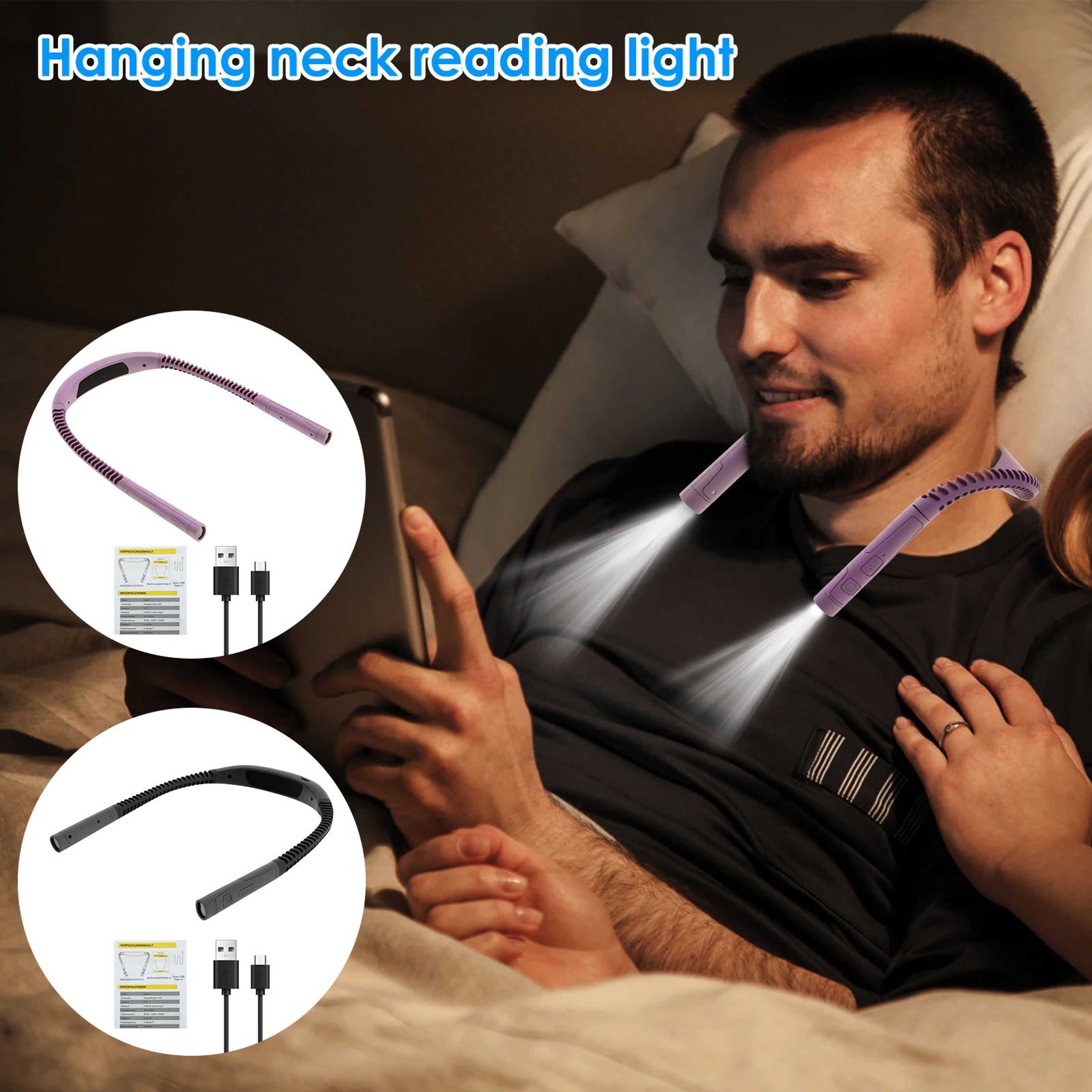 LED Neck Reading Light Rechargeable Bendable Book Light 0