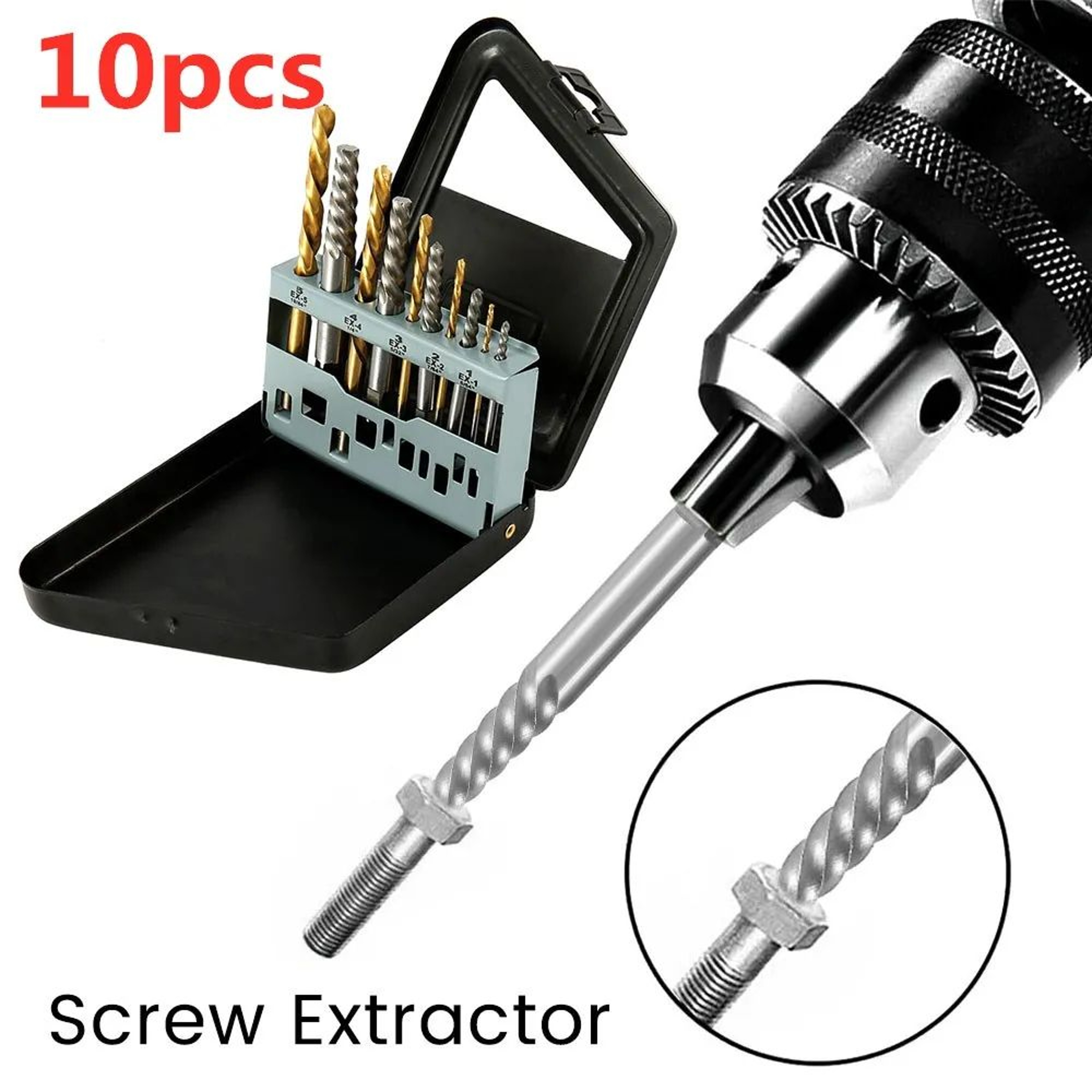 10pcs Cobalt Left Hand Drill Bit And Screw Extractor Set 1