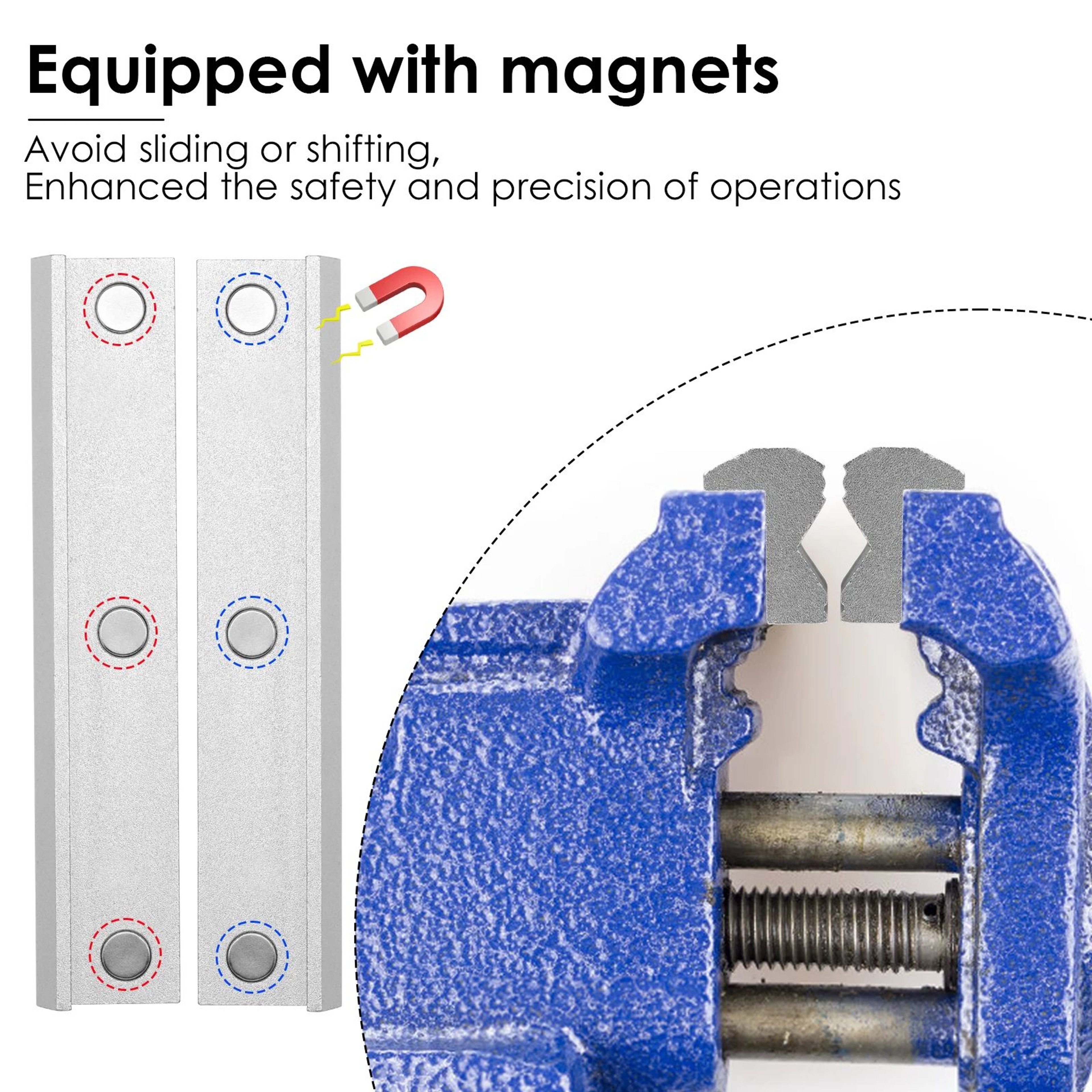 Magnetic Vise Jaws Aluminum Alloy V Type Soft Jaw Protectors 4