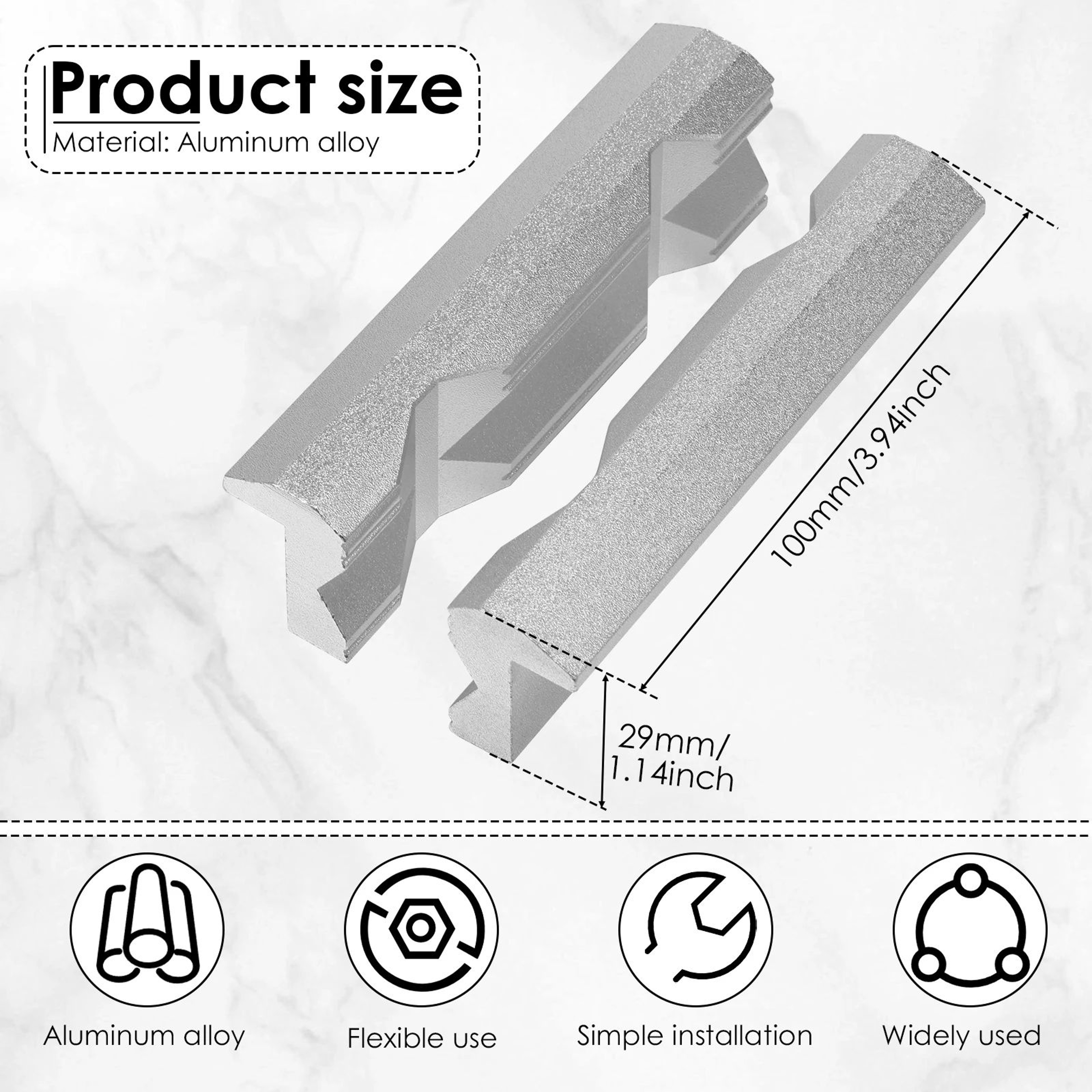 Magnetic Vise Jaws Aluminum Alloy V Type Soft Jaw Protectors 5