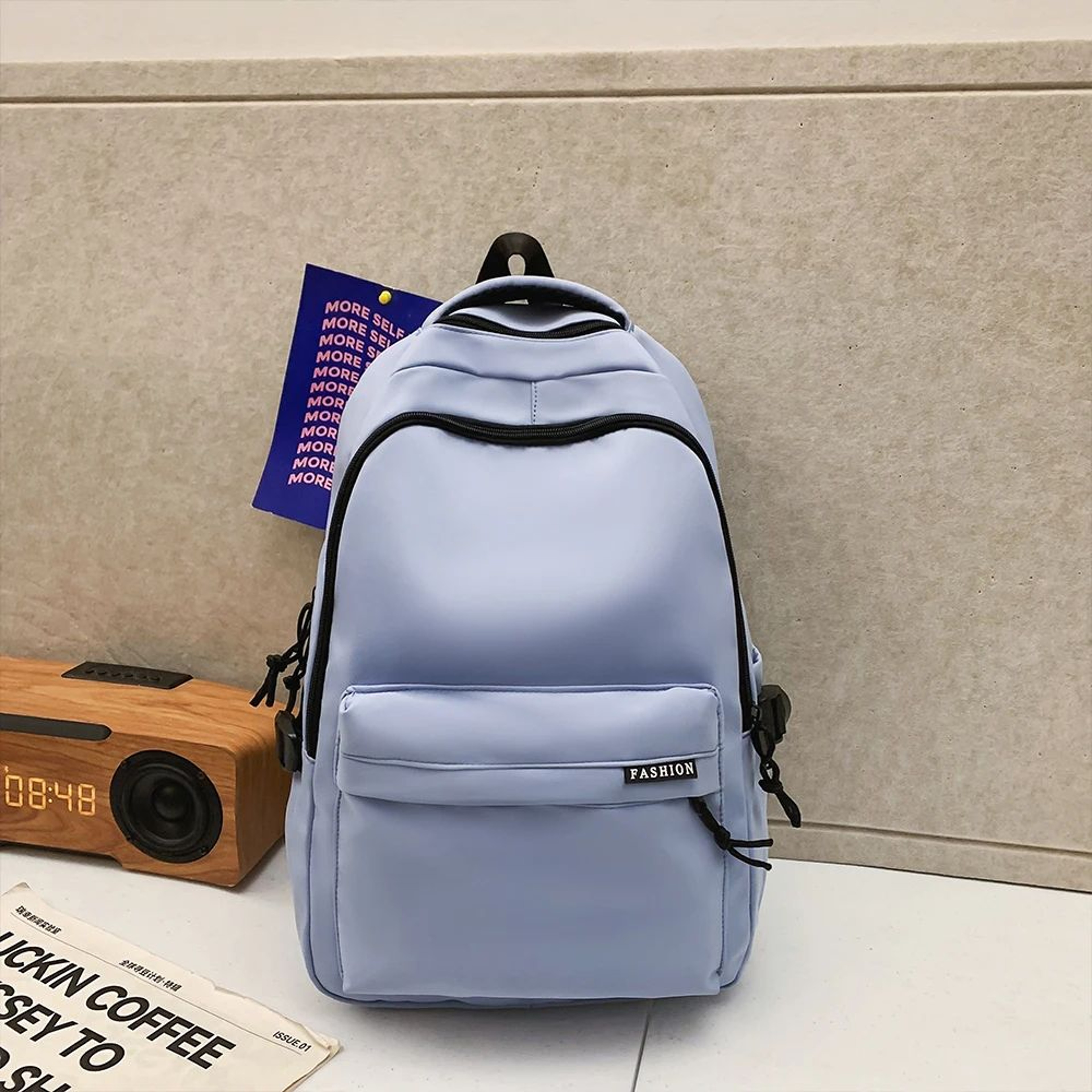 Large Capacity School Backpack Simple Black Travel Bag For Students 14