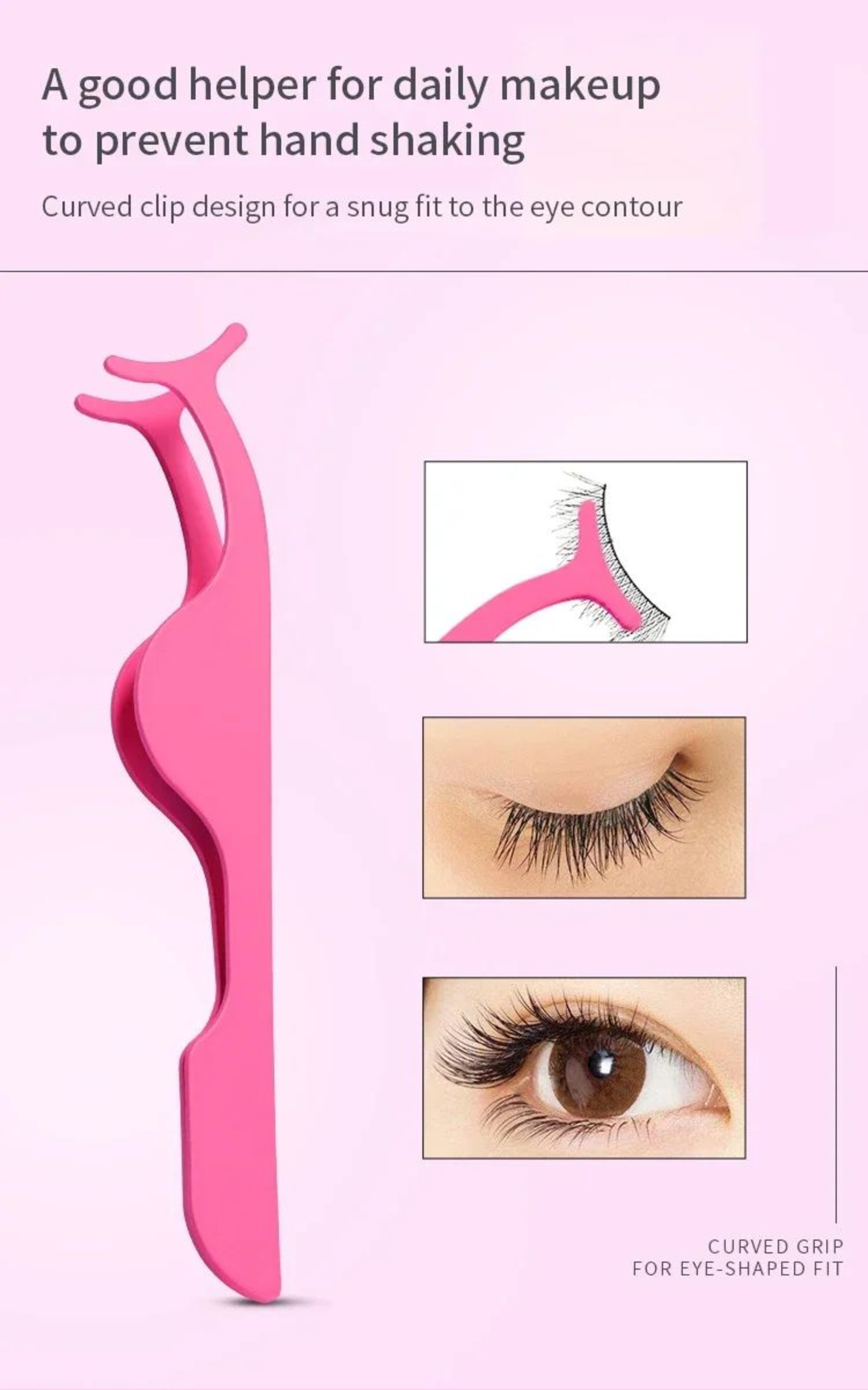 False Eyelash Applicator Tweezer Precision Lash Curler Makeup Tool 7