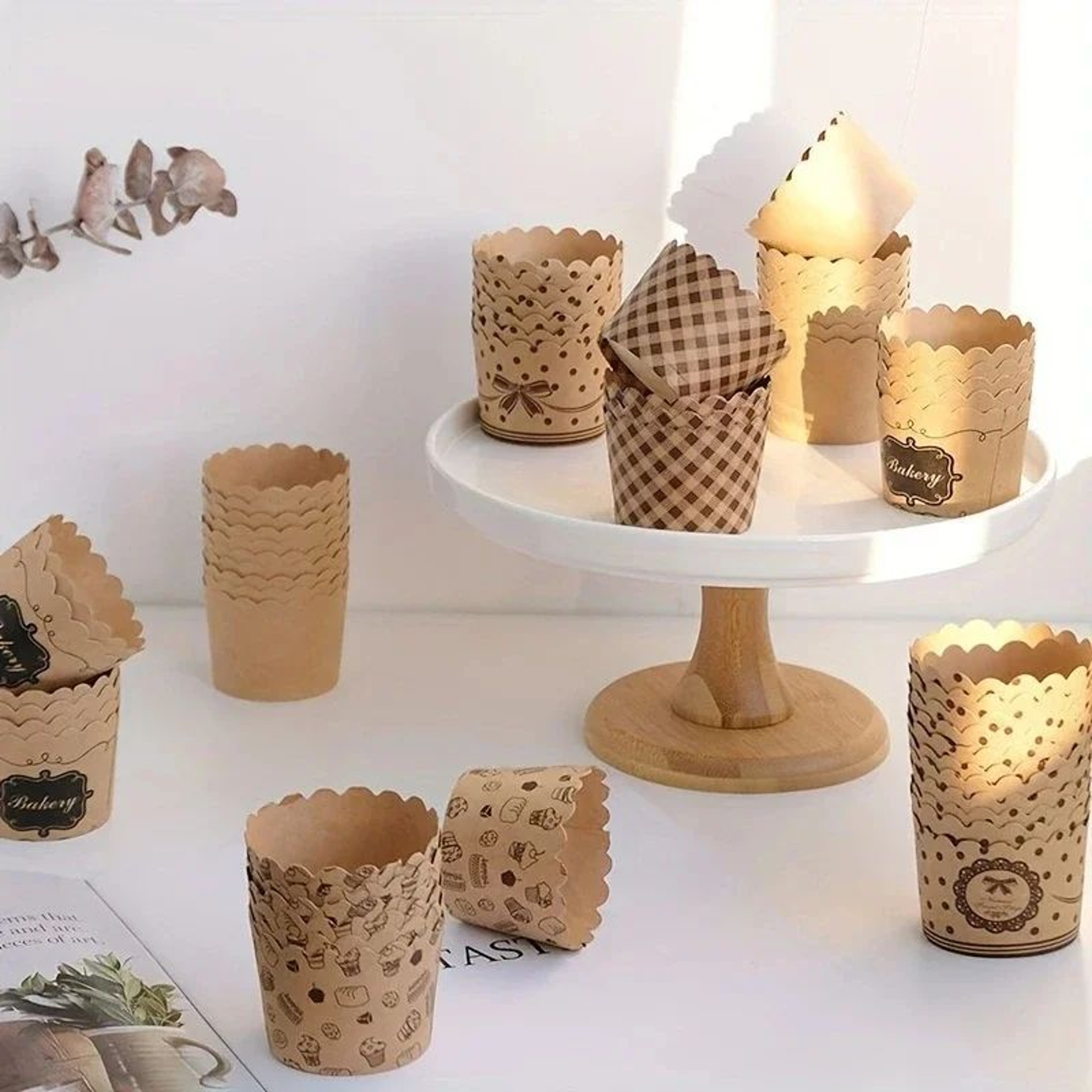 Heat Resistant Kraft Paper Muffin Cups Baking Liners 50pcs 2