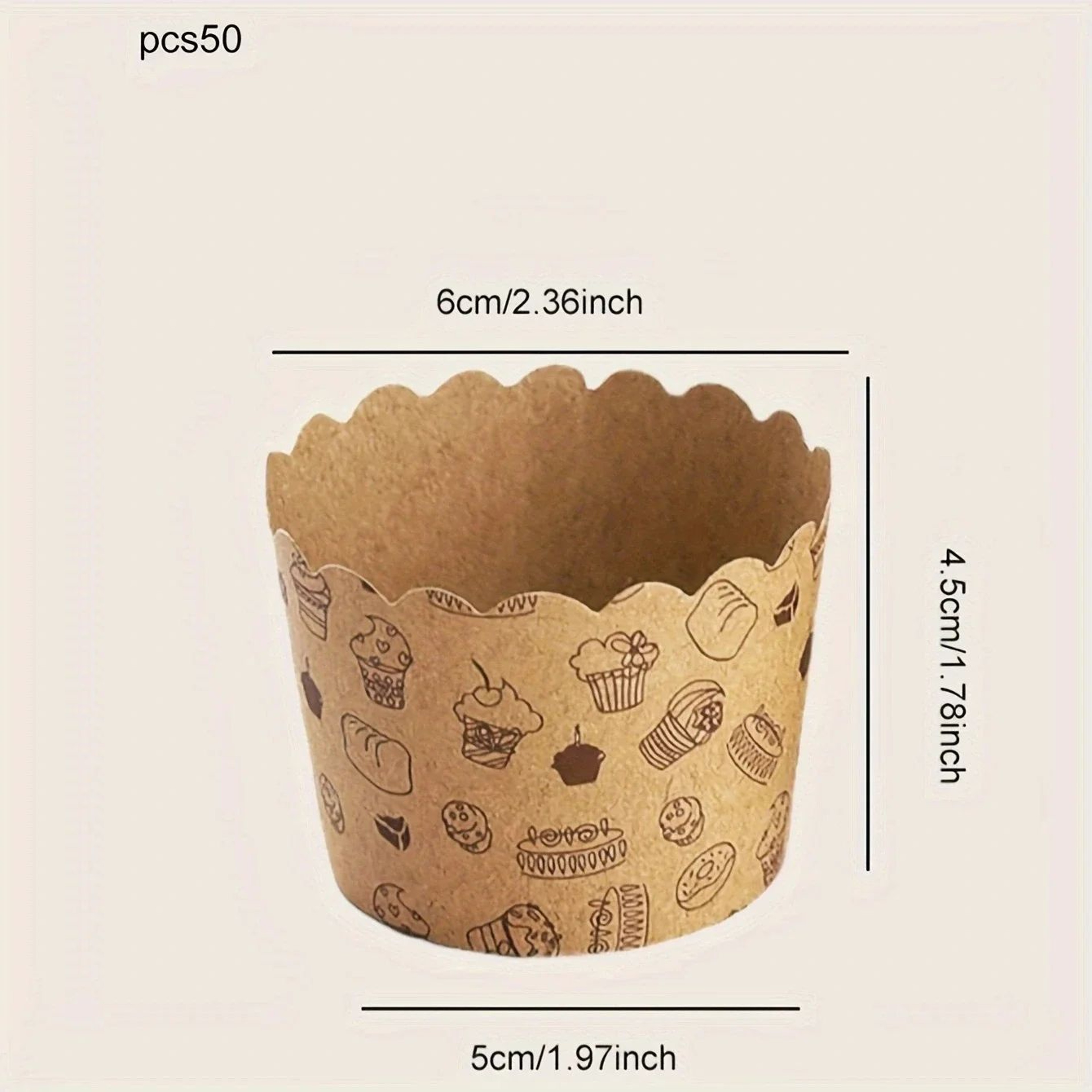 Heat Resistant Kraft Paper Muffin Cups Baking Liners 50pcs 4