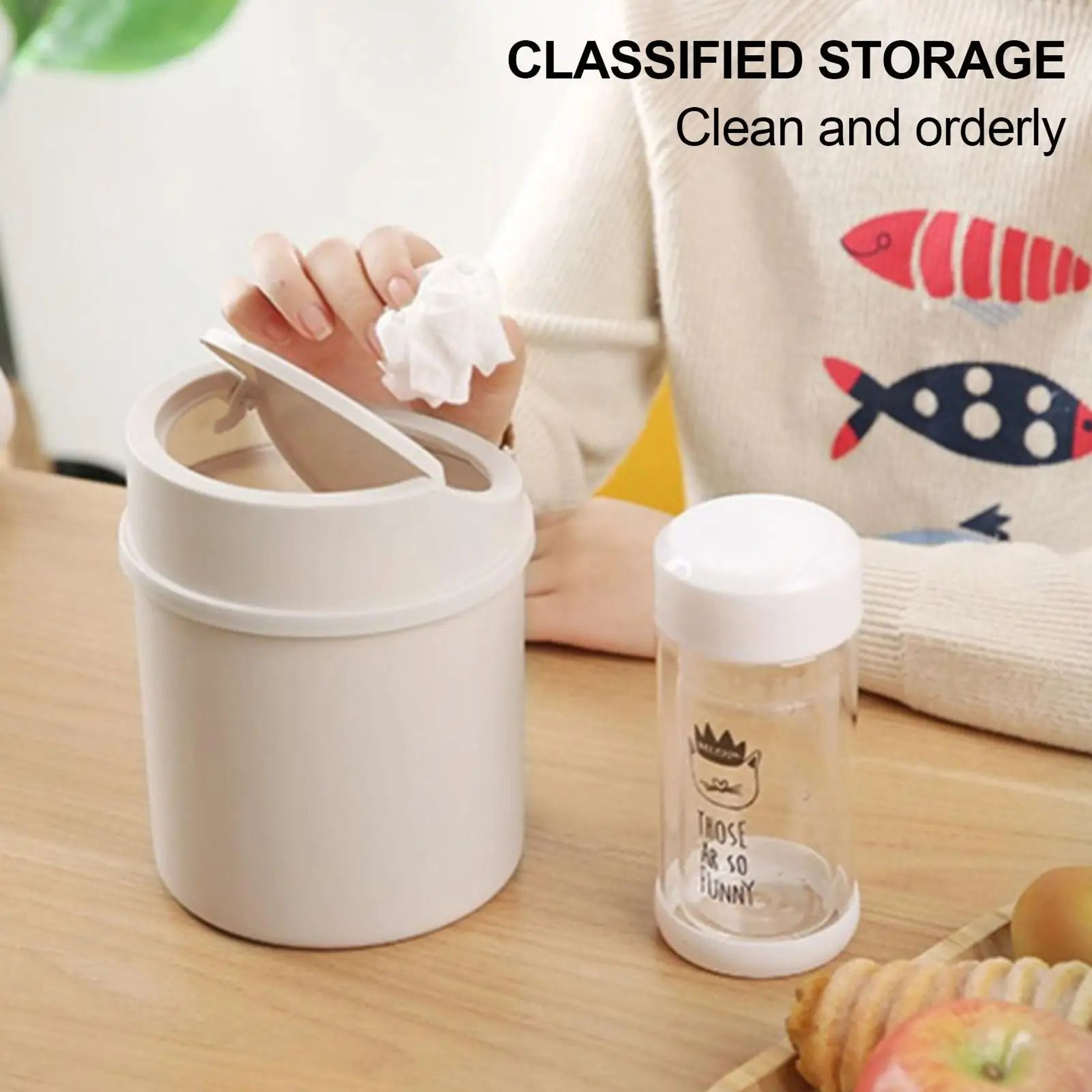 Mini Desktop Trash Can With Lid For Tabletop Use 8