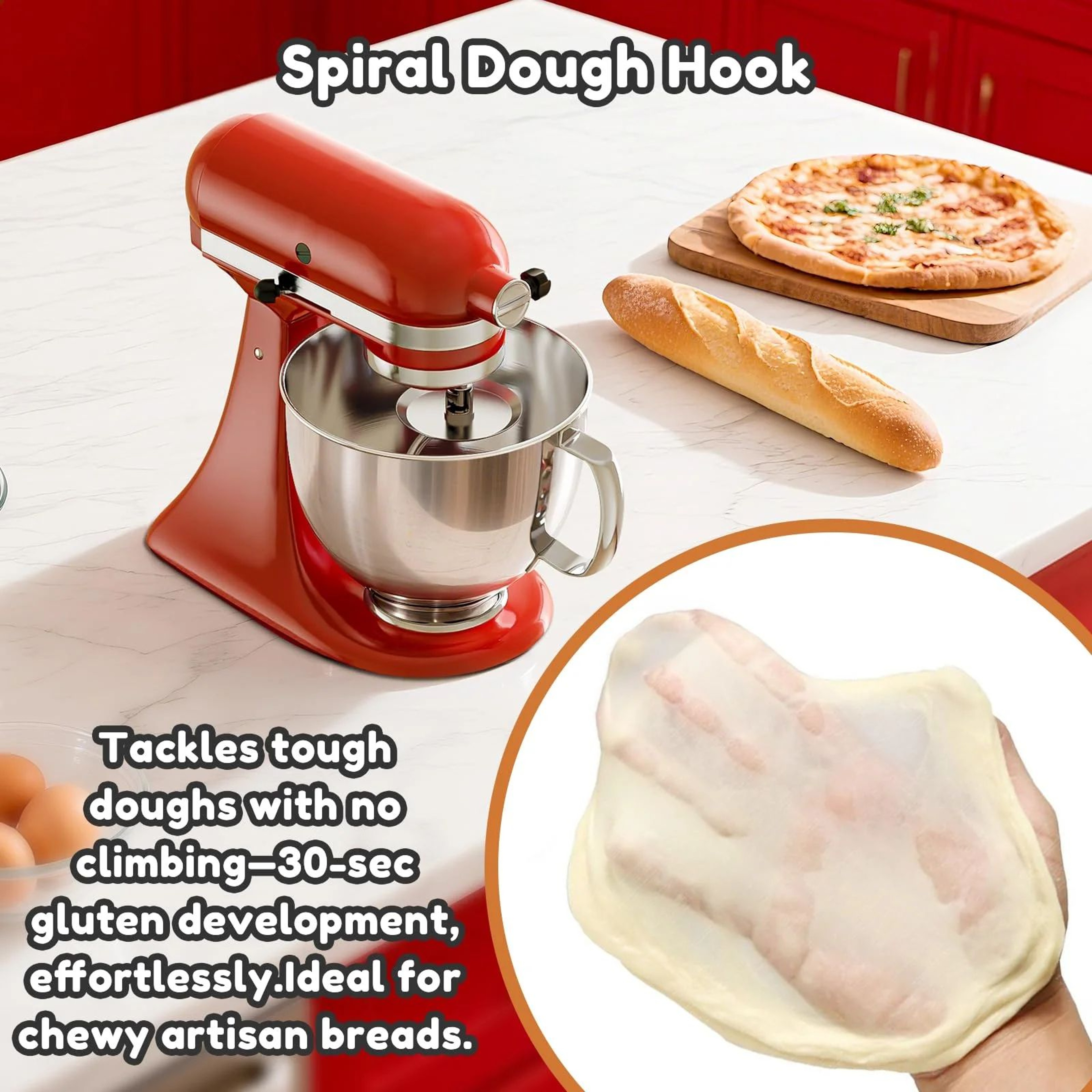 Stainless Steel Spiral Dough Hook For Stand Mixer 2