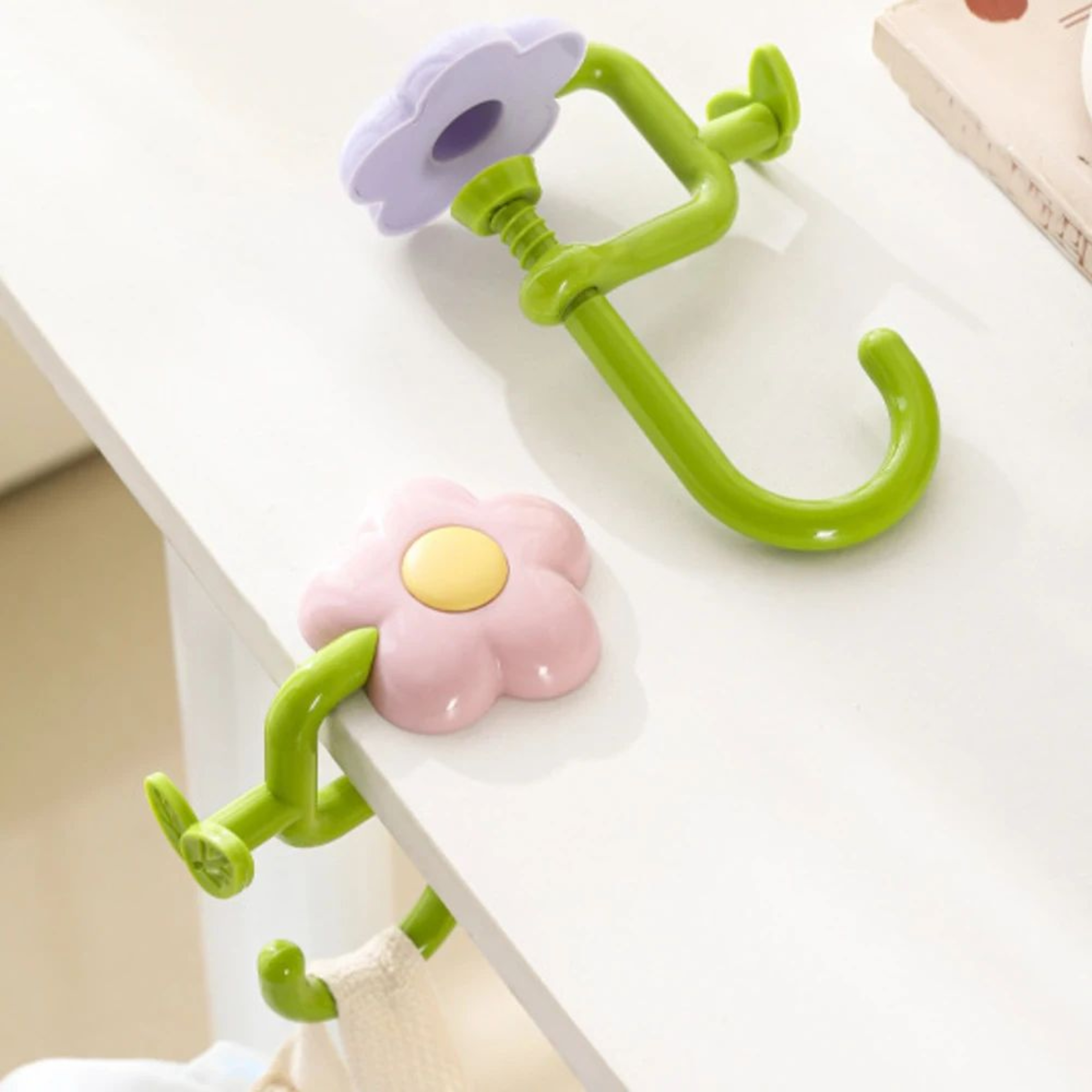 Portable Flower Desk Bag Hook No Drill Table Hanger 2