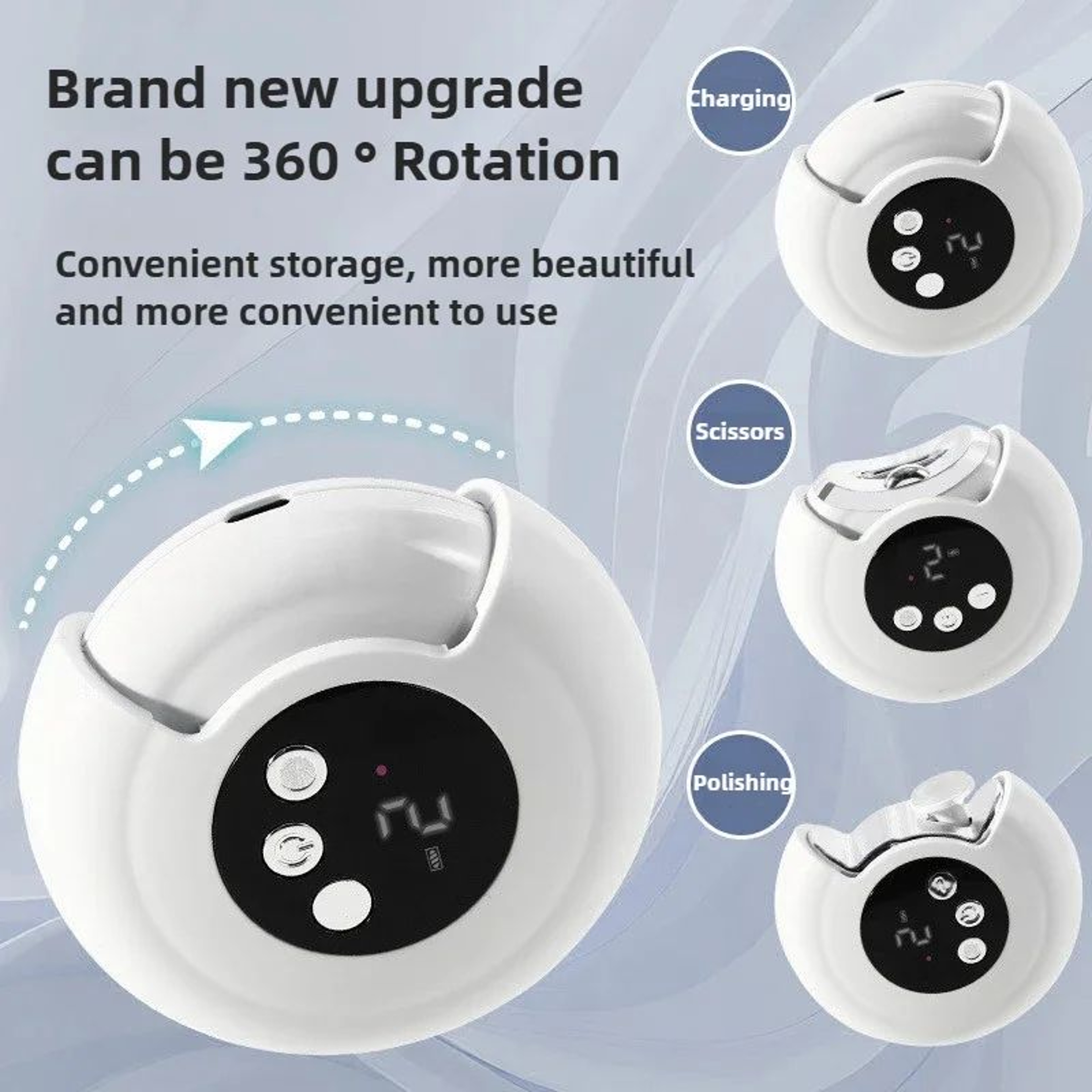2 In 1 Electric Nail Clipper 360 Rotating Trimmer 2