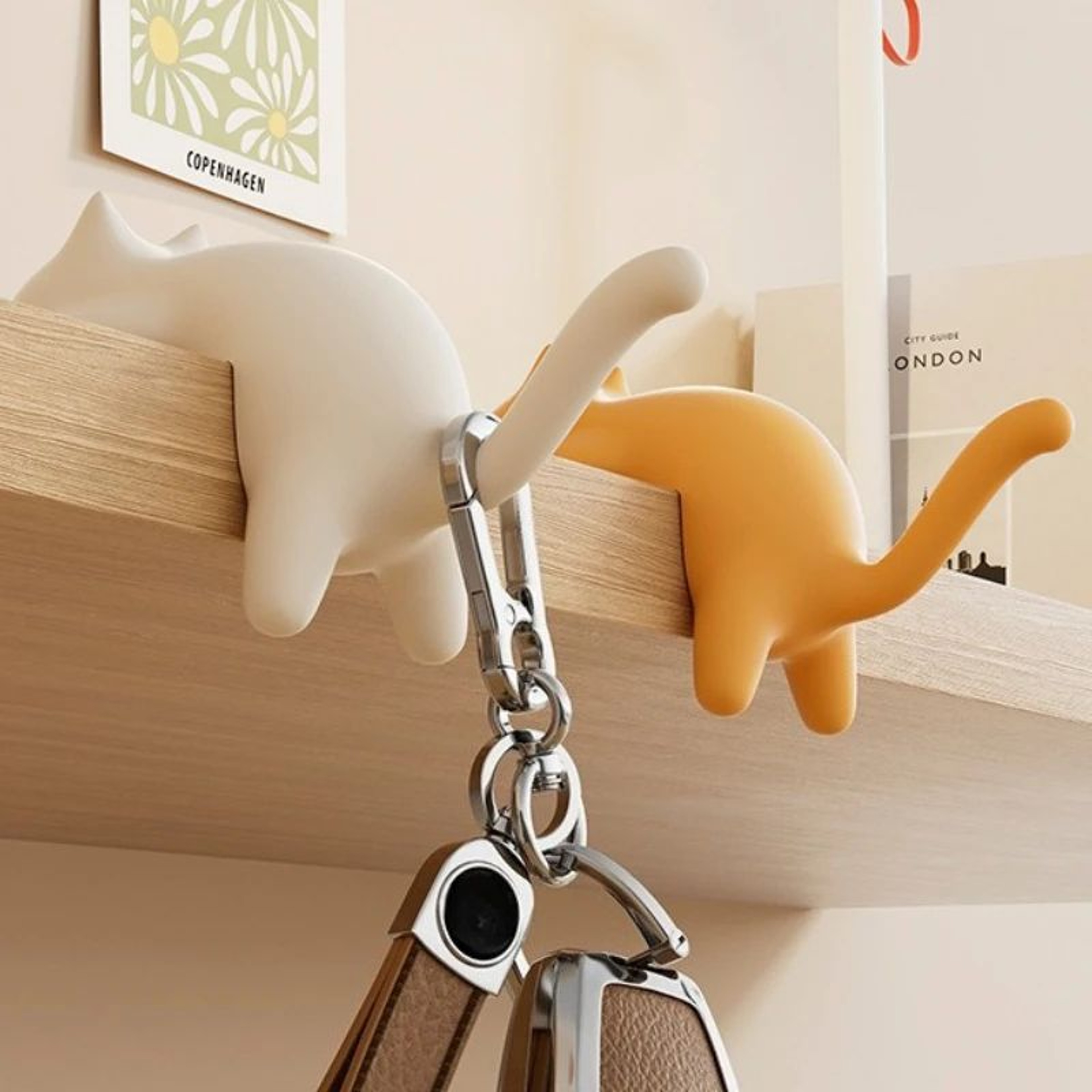 Cat Design Desk Bag Hook No Drill Table Hanger 1