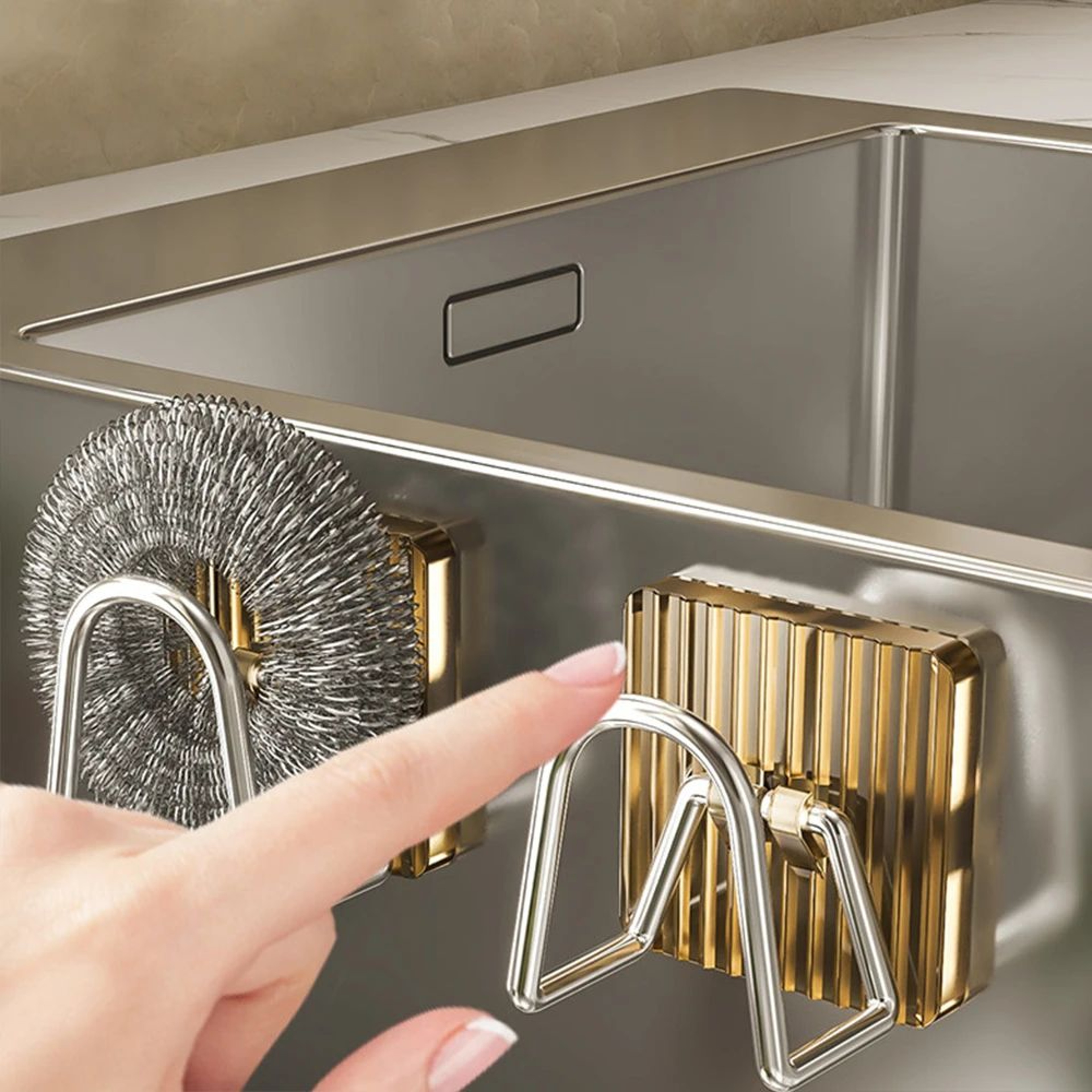 Stainless Steel Sponge Holder Self Adhesive Sink Rack 3