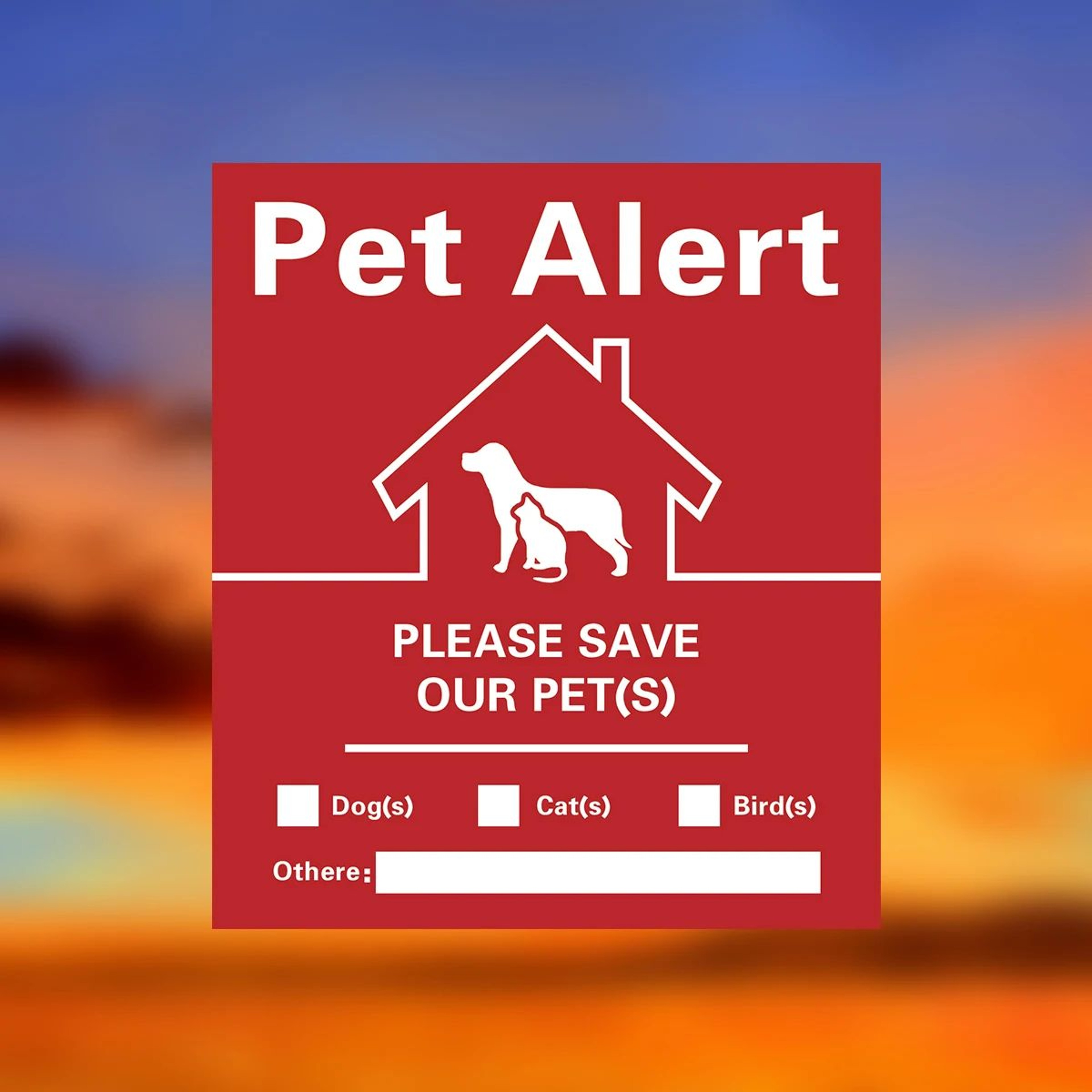 Pet Alert Emergency Window Sticker Set 12
