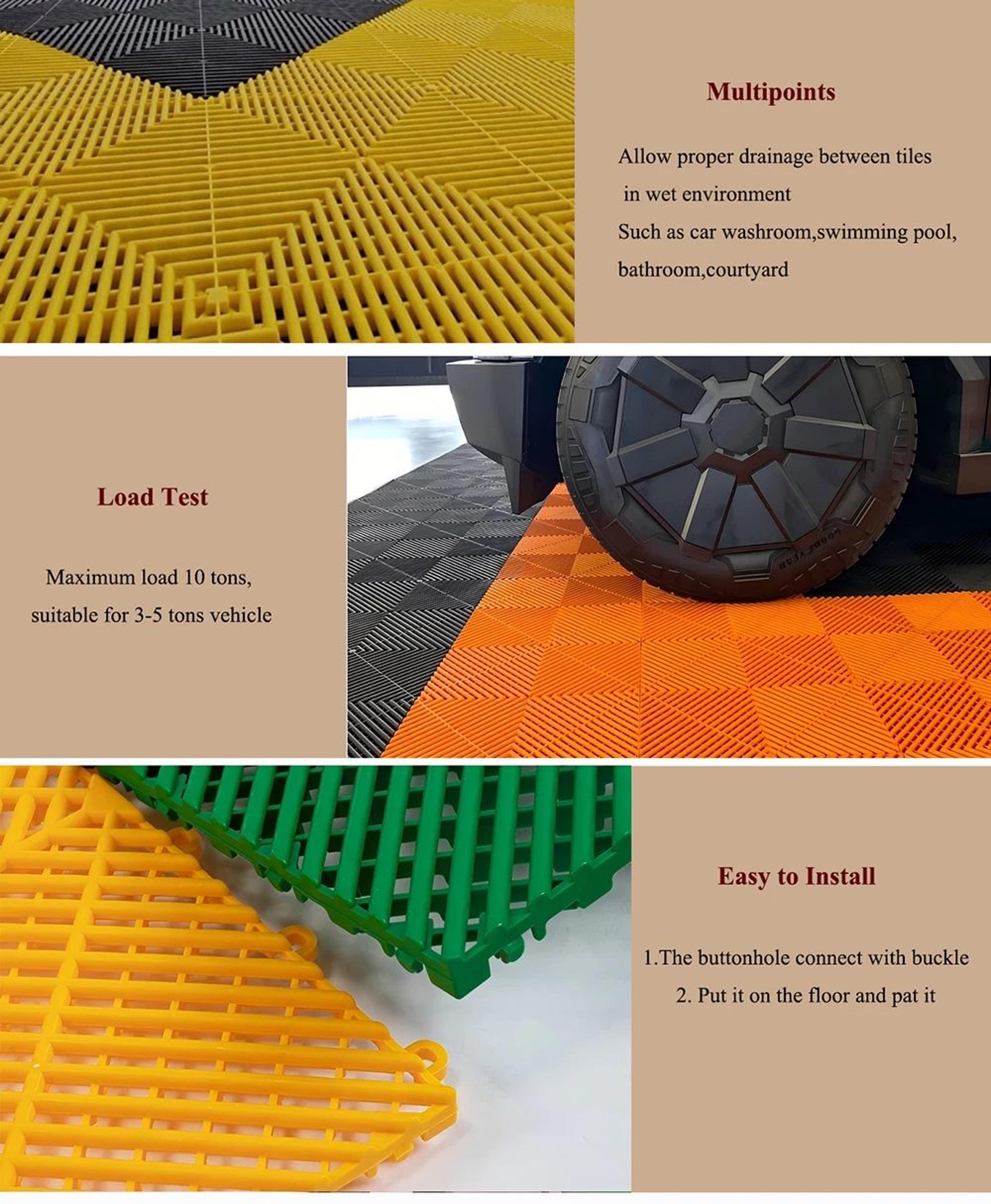 Interlocking Garage Floor Tiles Portable Outdoor Flooring 9