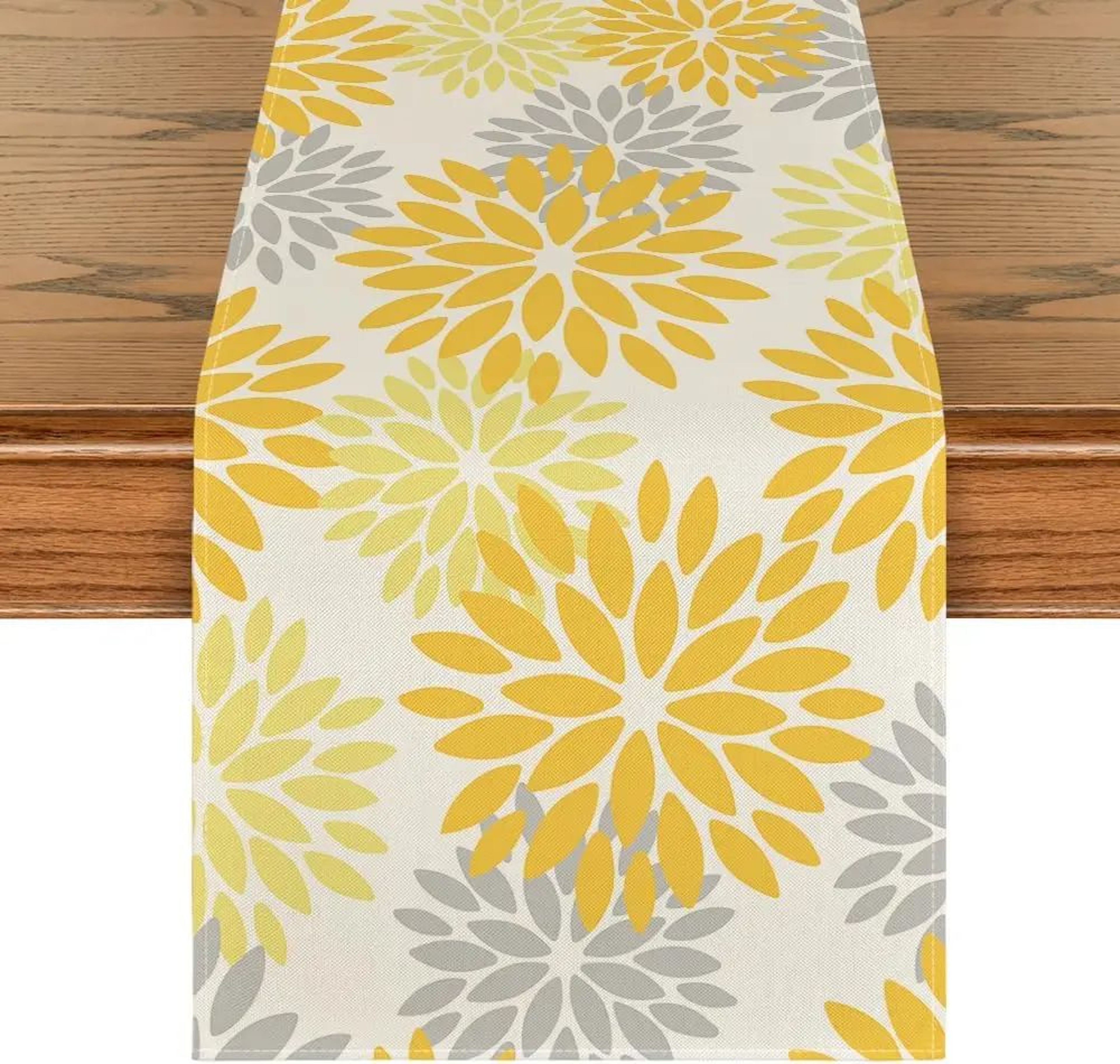Blue Dahlia Floral Linen Table Runner Decor 7